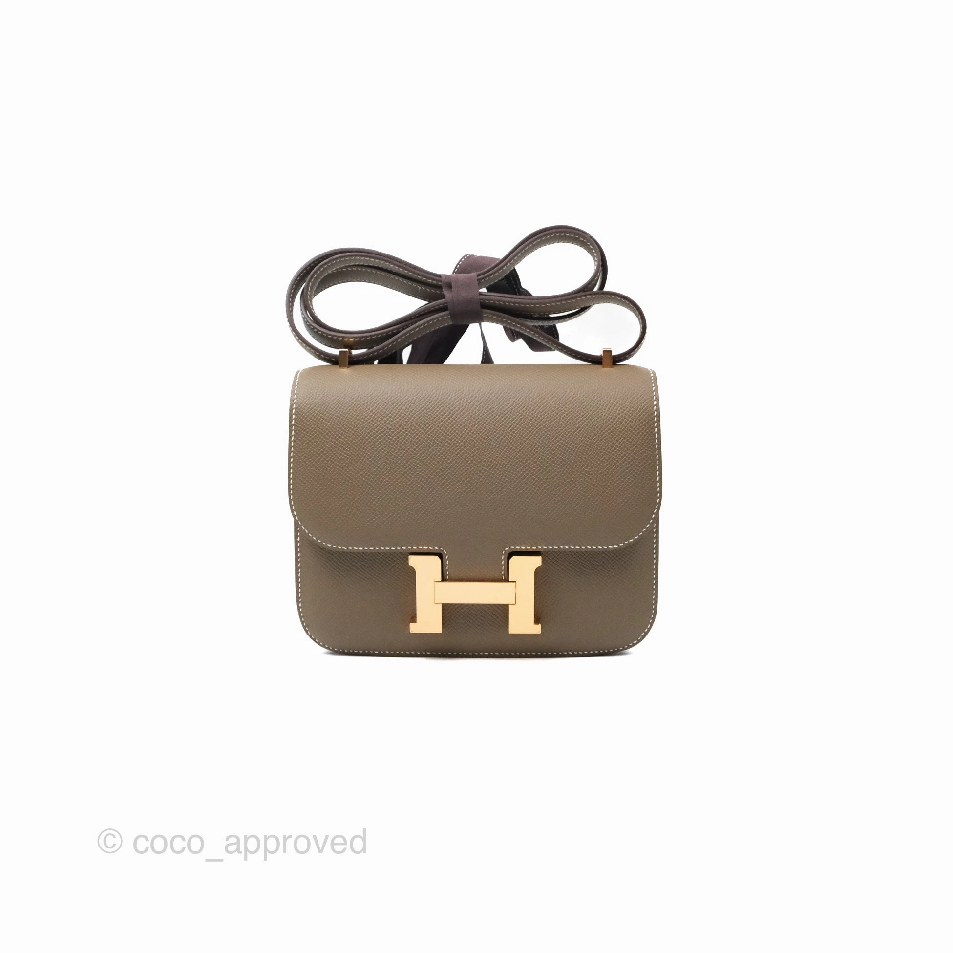 Herms Constance Mini 18cm Mirror Etoupe Epsom Rose Gold Hardware