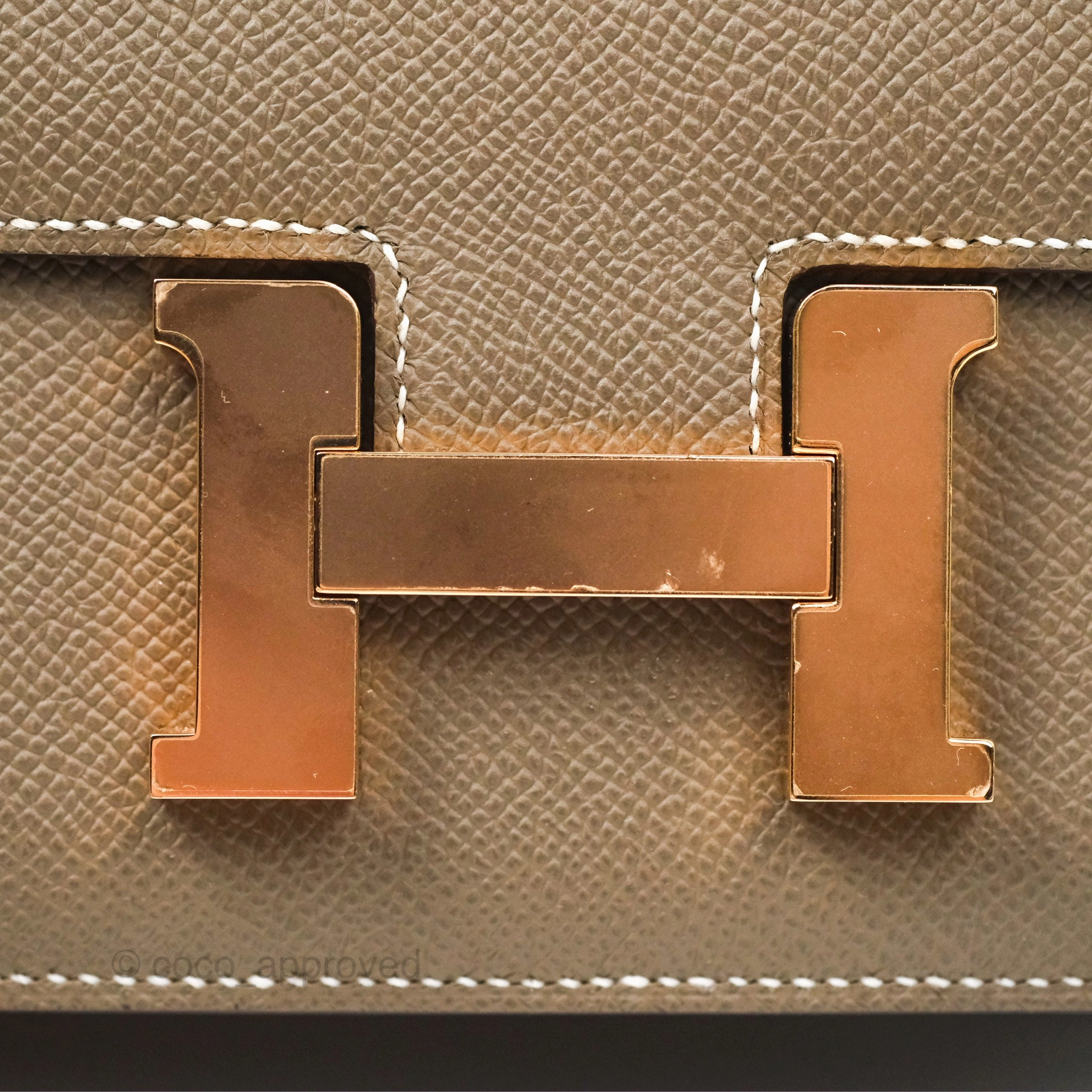 Herms Constance Mini 18cm Mirror Etoupe Epsom Rose Gold Hardware