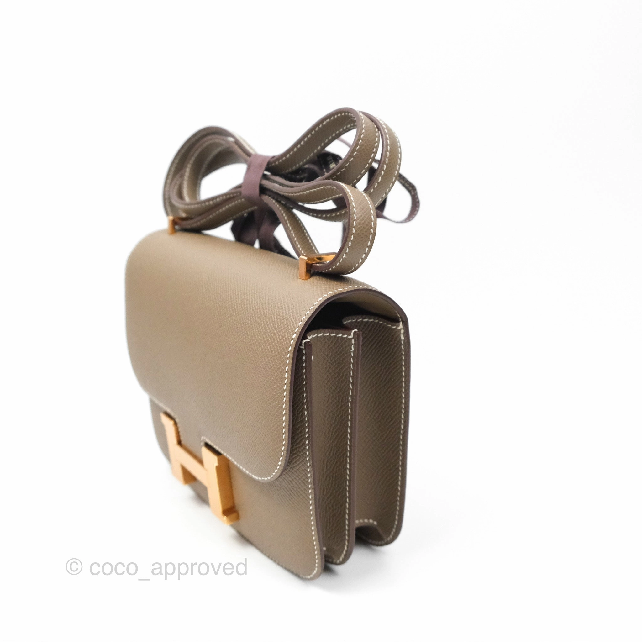 Herms Constance Mini 18cm Mirror Etoupe Epsom Rose Gold Hardware