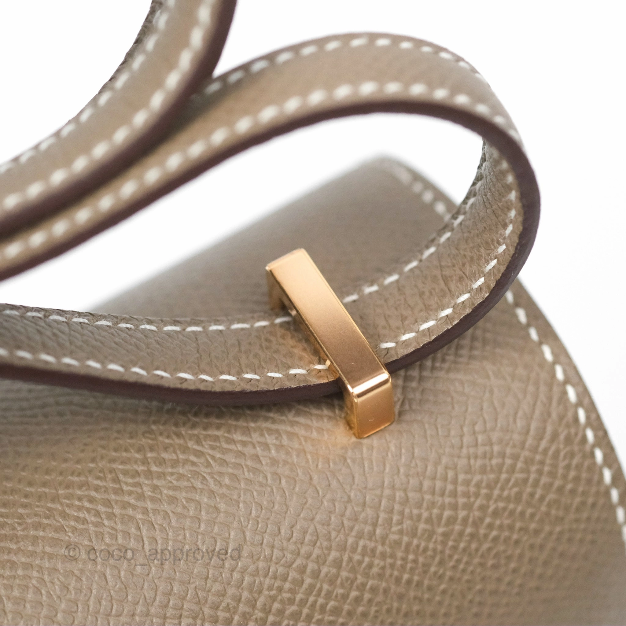 Herms Constance Mini 18cm Mirror Etoupe Epsom Rose Gold Hardware