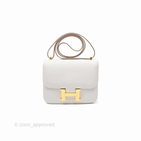 Herms Constance Mini 18cm Mirror Gris Pale Epsom Gold Hardware