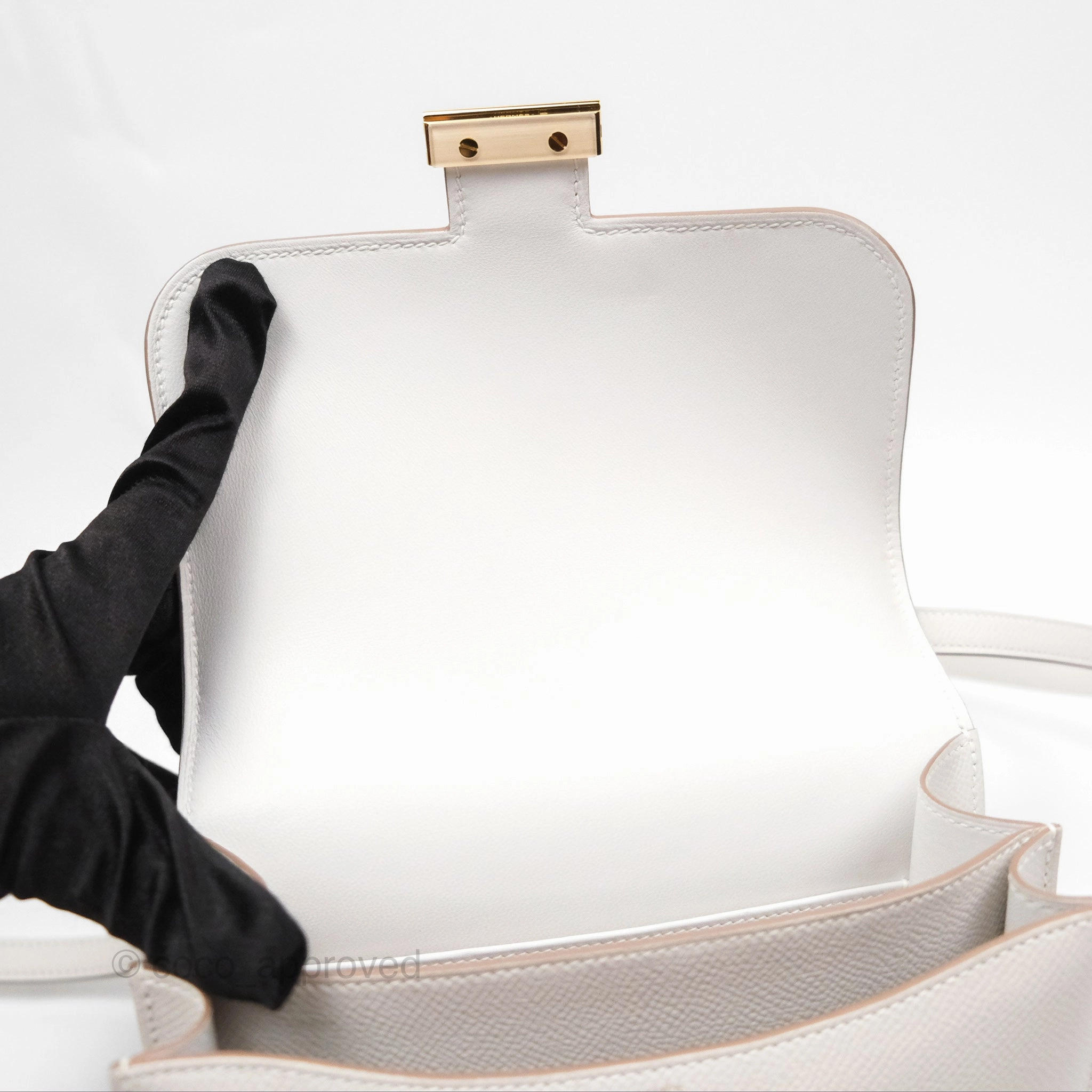 Herms Constance Mini 18cm Mirror Gris Pale Epsom Gold Hardware