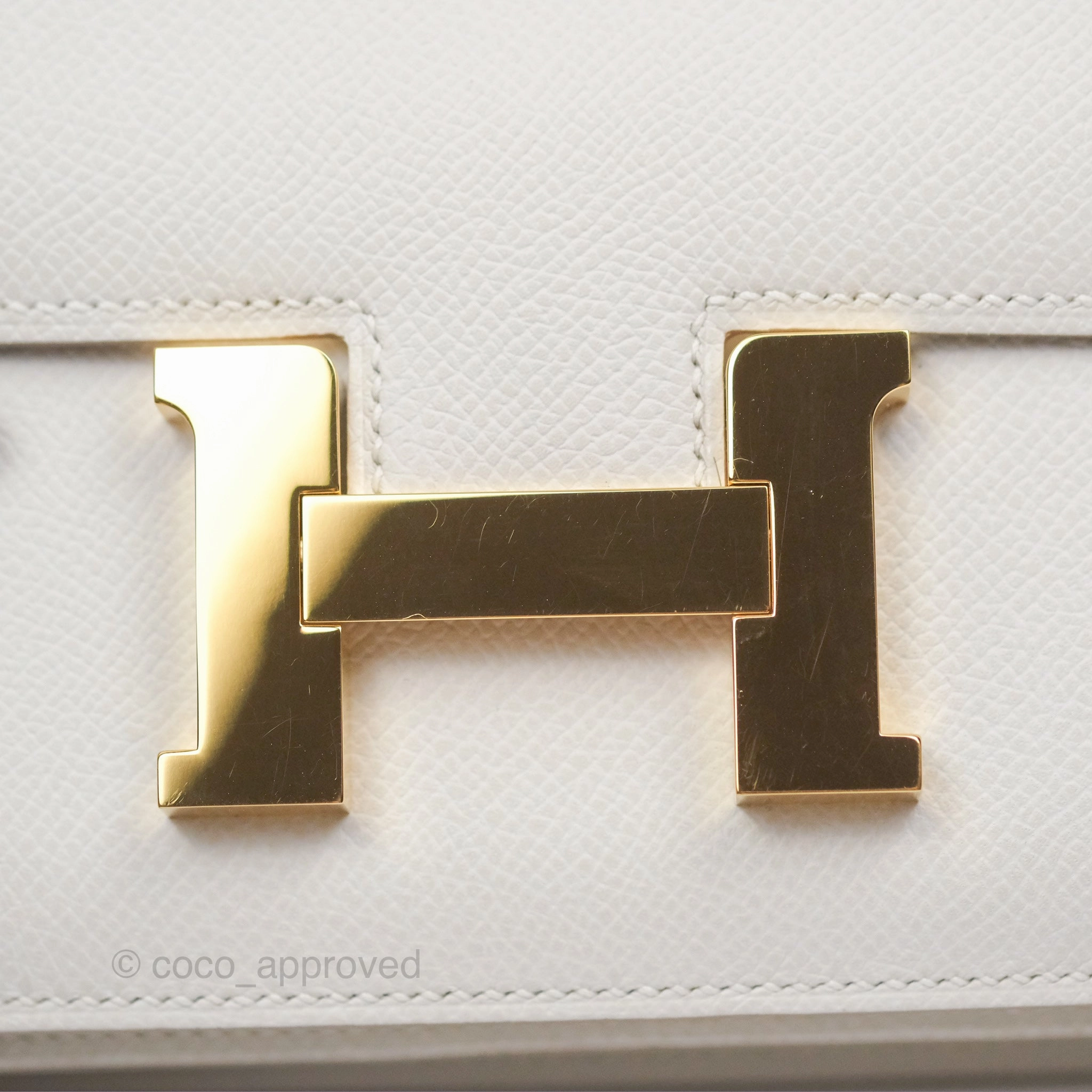Herms Constance Mini 18cm Mirror Gris Pale Epsom Gold Hardware