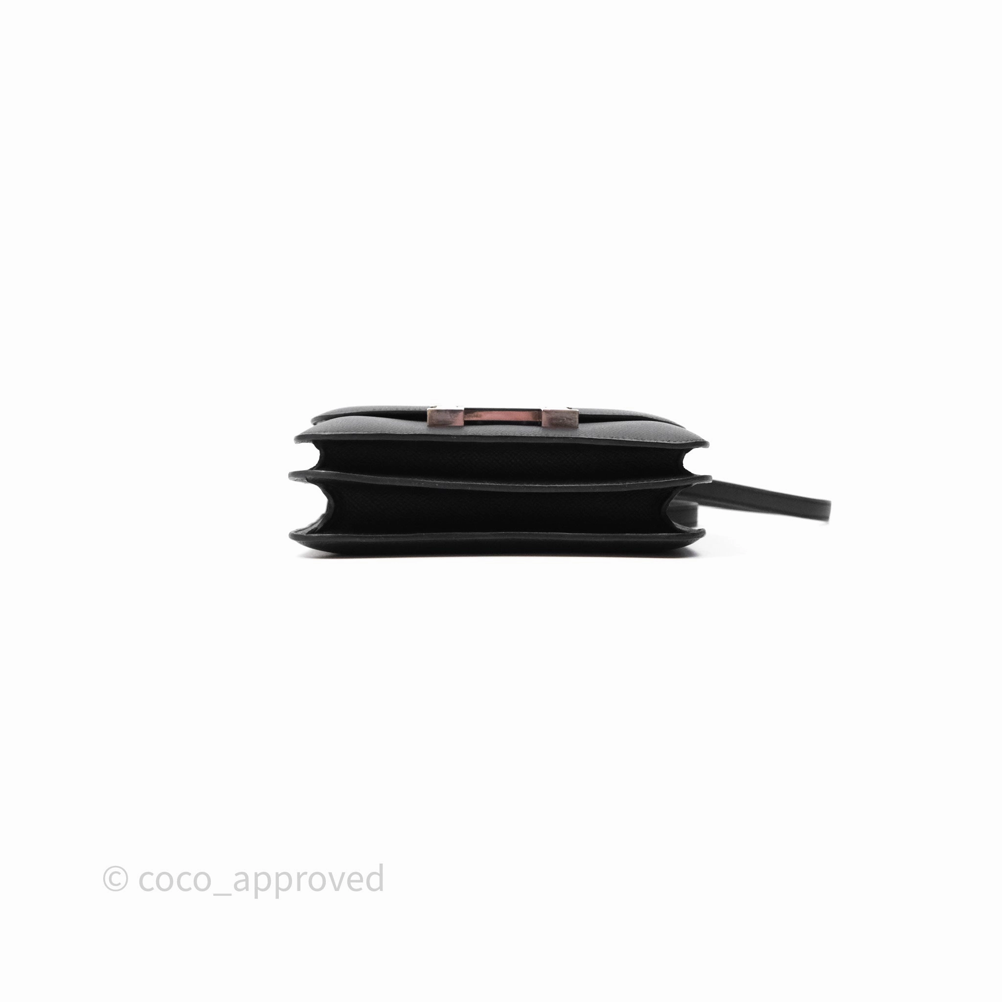 Herms Constance Mini 18cm Mirror Noir 89 Epsom Palladium Hardware