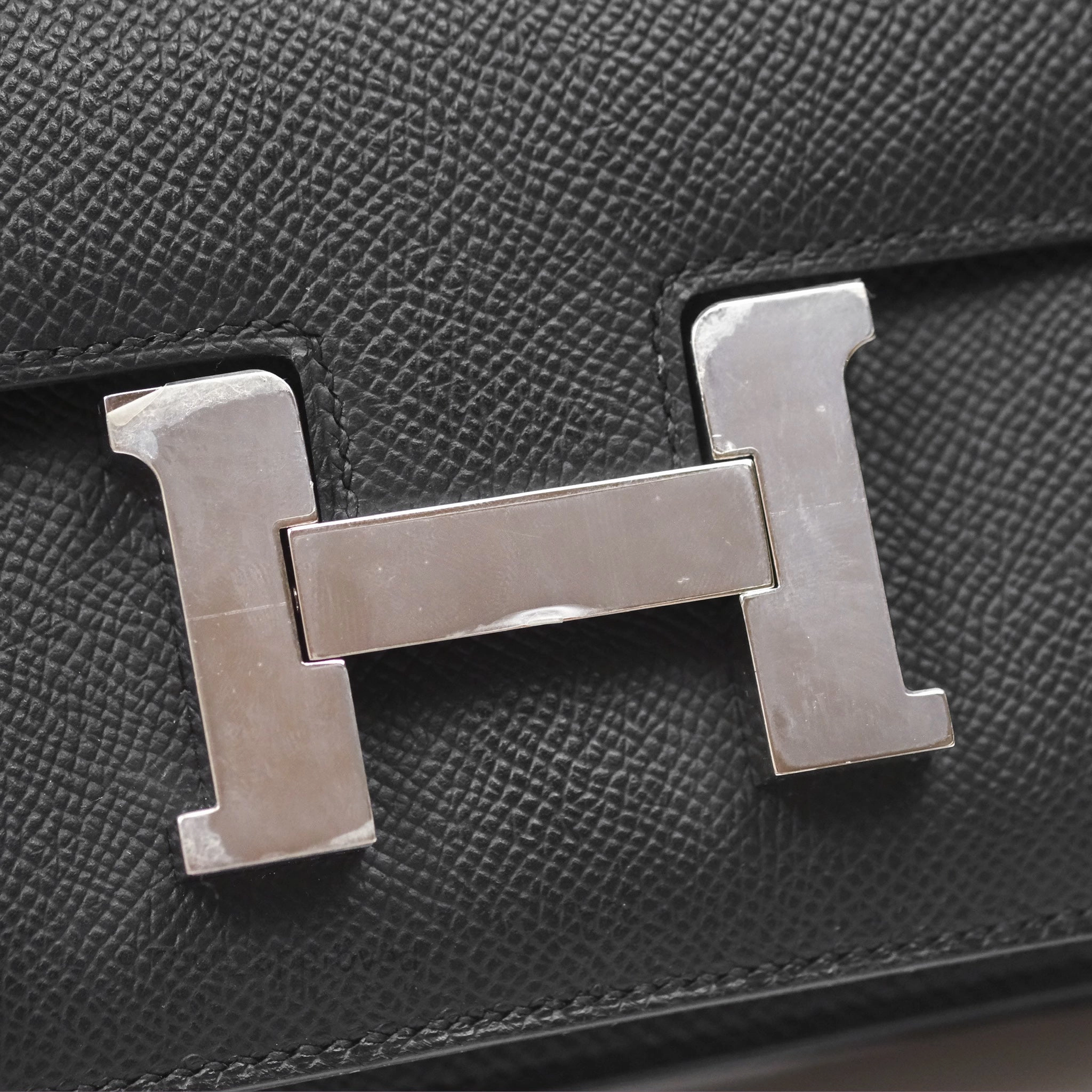 Herms Constance Mini 18cm Mirror Noir 89 Epsom Palladium Hardware