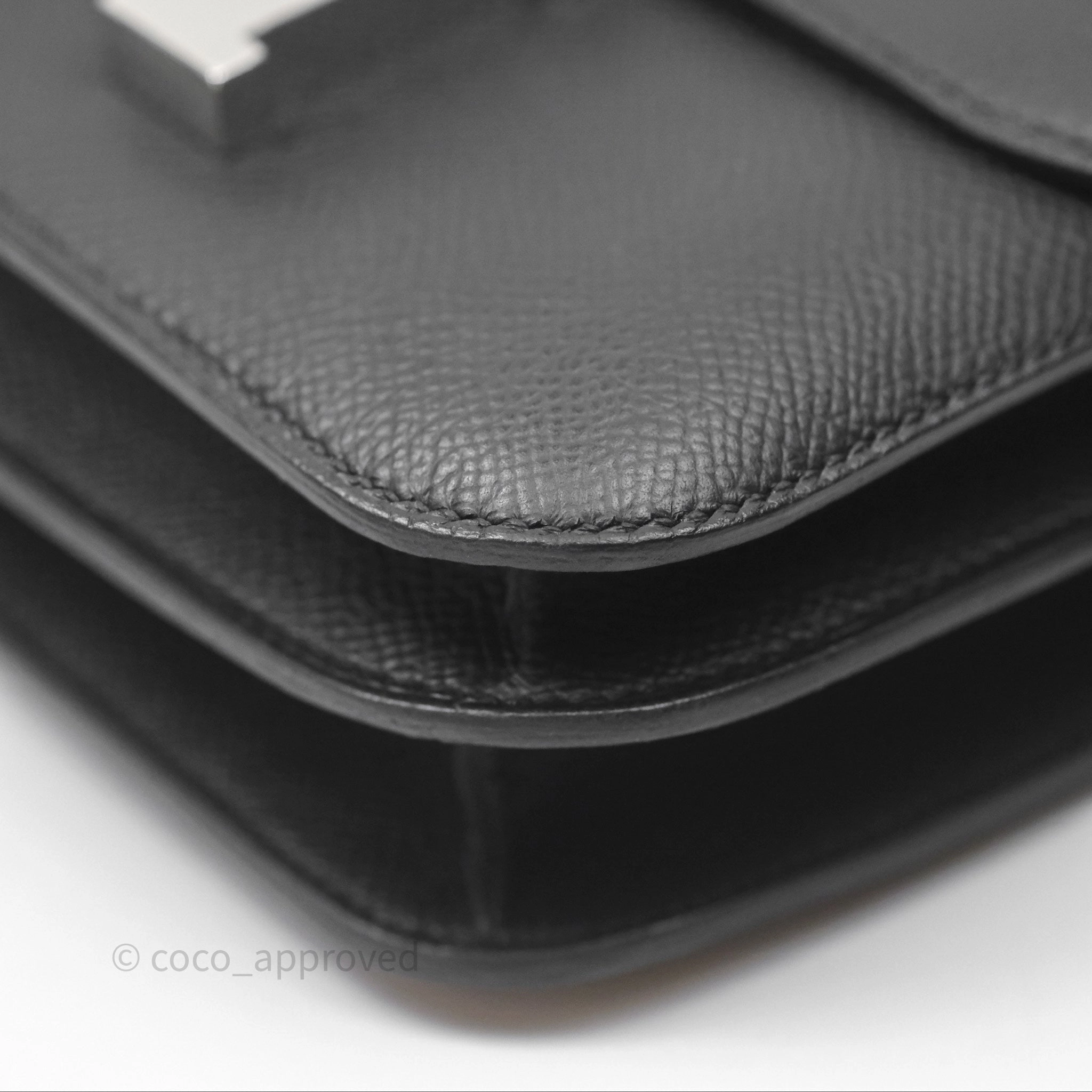 Herms Constance Mini 18cm Mirror Noir 89 Epsom Palladium Hardware