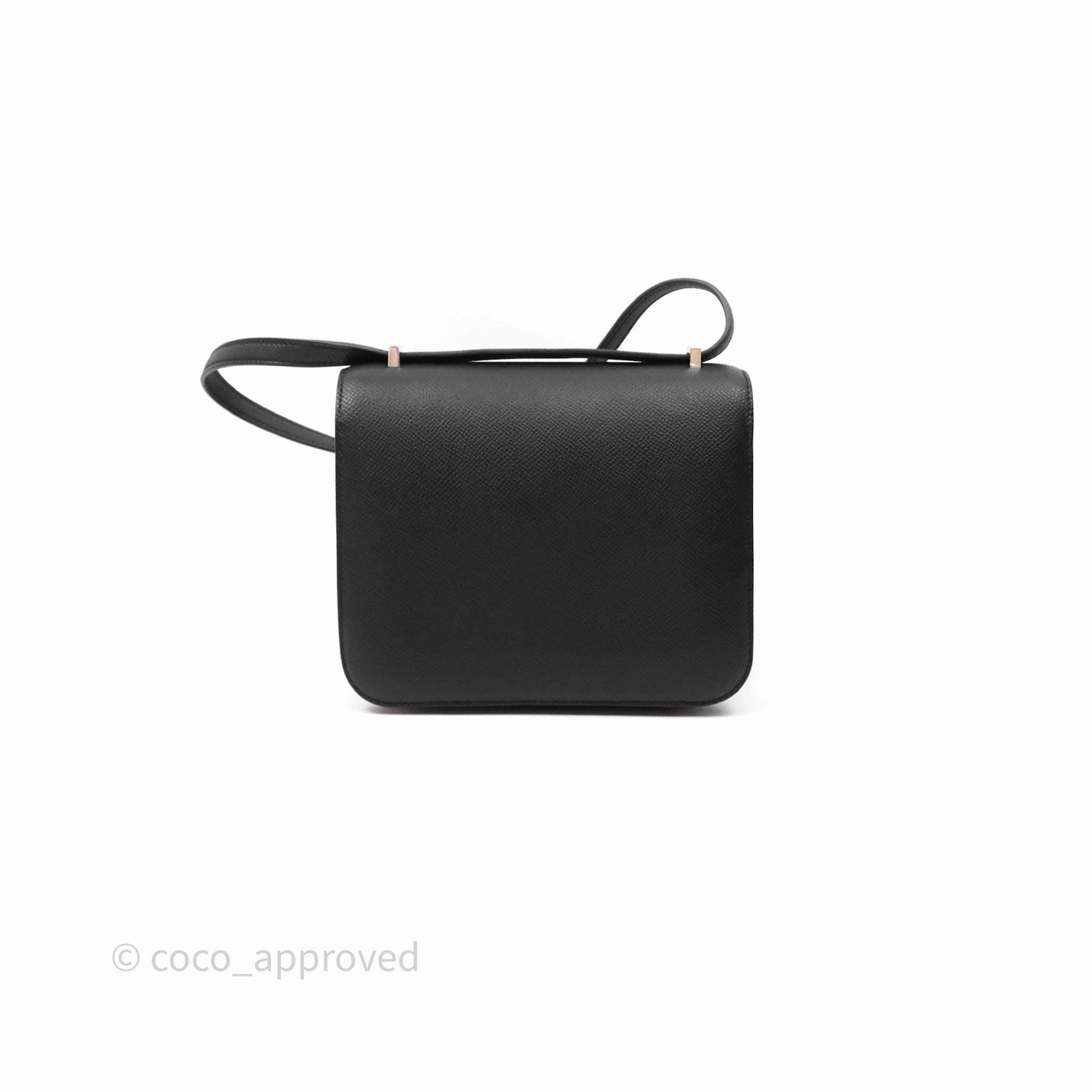 Herms Constance Mini 18cm Mirror Noir 89 Epsom Palladium Hardware