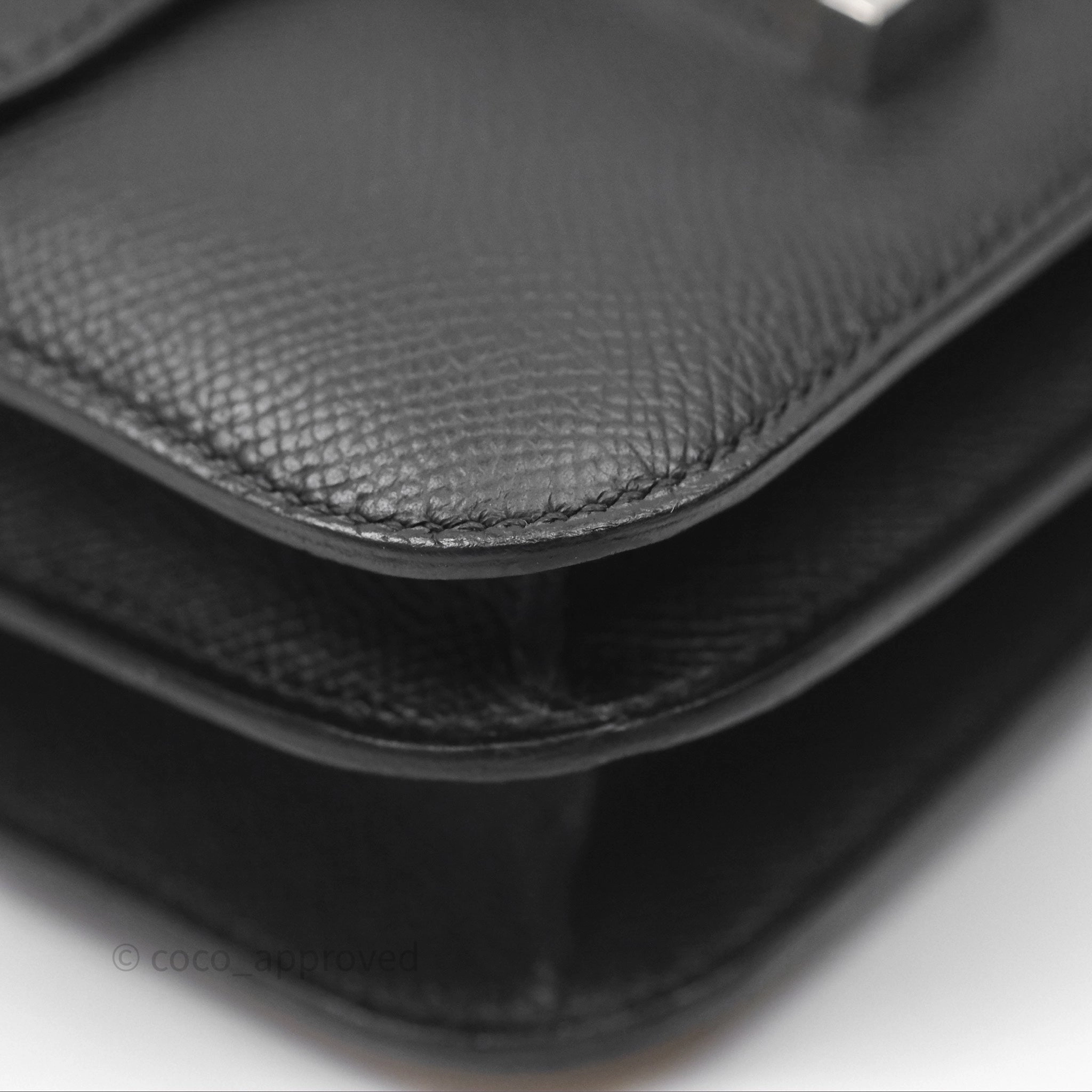 Herms Constance Mini 18cm Mirror Noir 89 Epsom Palladium Hardware