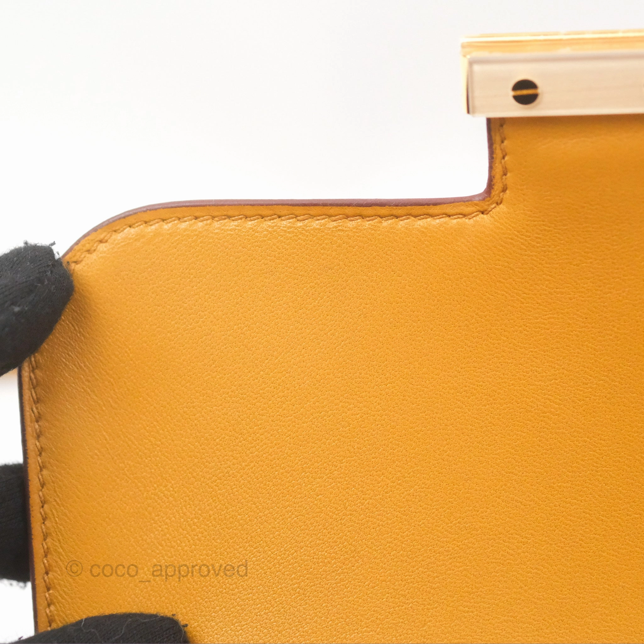 Herms Constance Mini 18cm Mirror Sesame 2S Epsom Gold Hardware