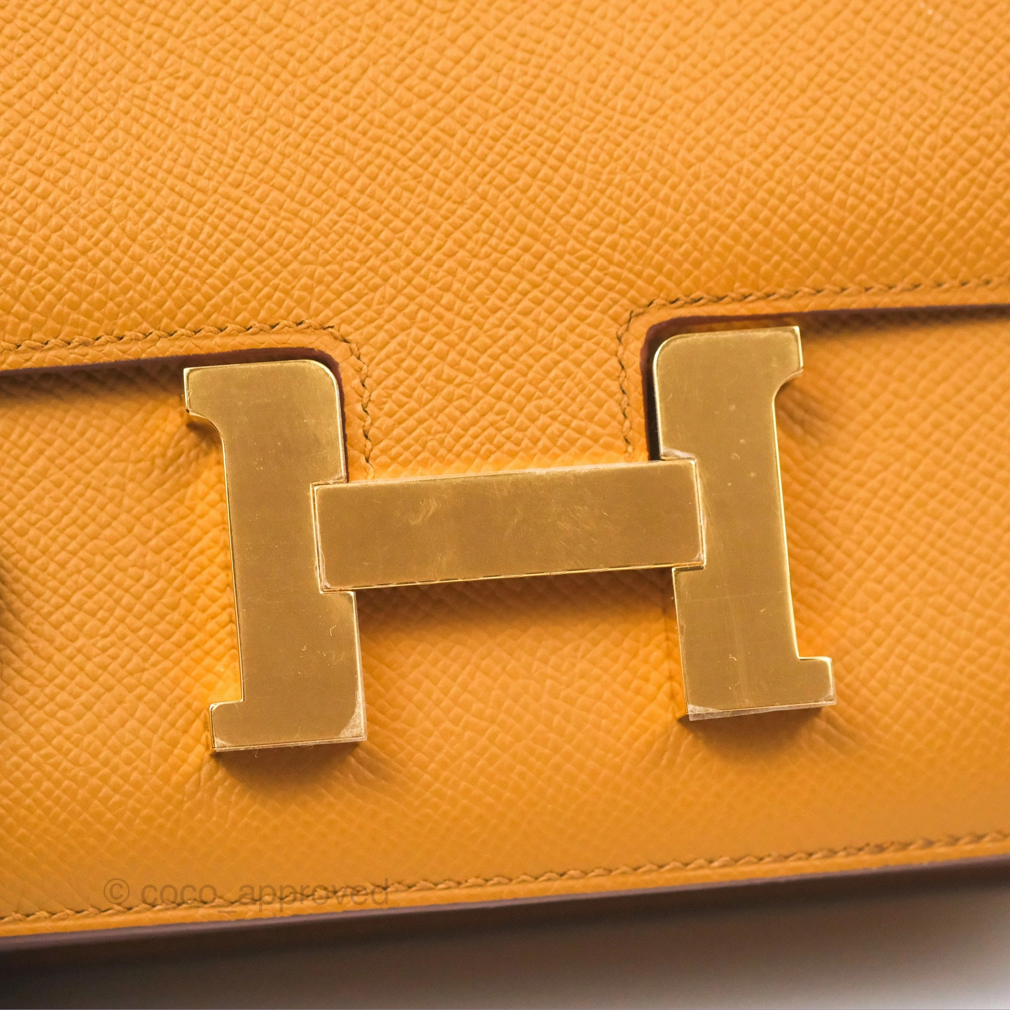 Herms Constance Mini 18cm Mirror Sesame 2S Epsom Gold Hardware