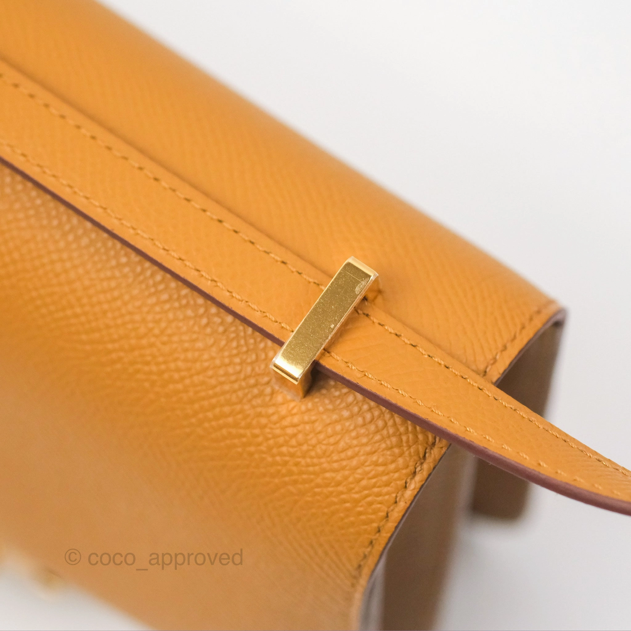 Herms Constance Mini 18cm Mirror Sesame 2S Epsom Gold Hardware