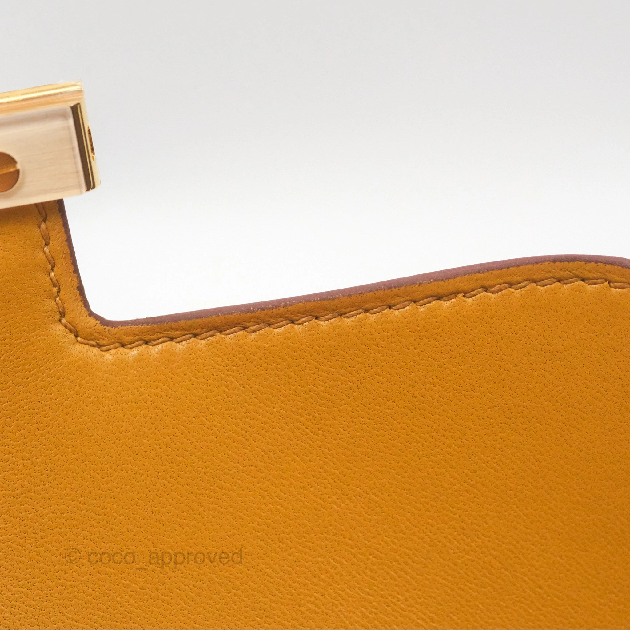 Herms Constance Mini 18cm Mirror Sesame 2S Epsom Gold Hardware