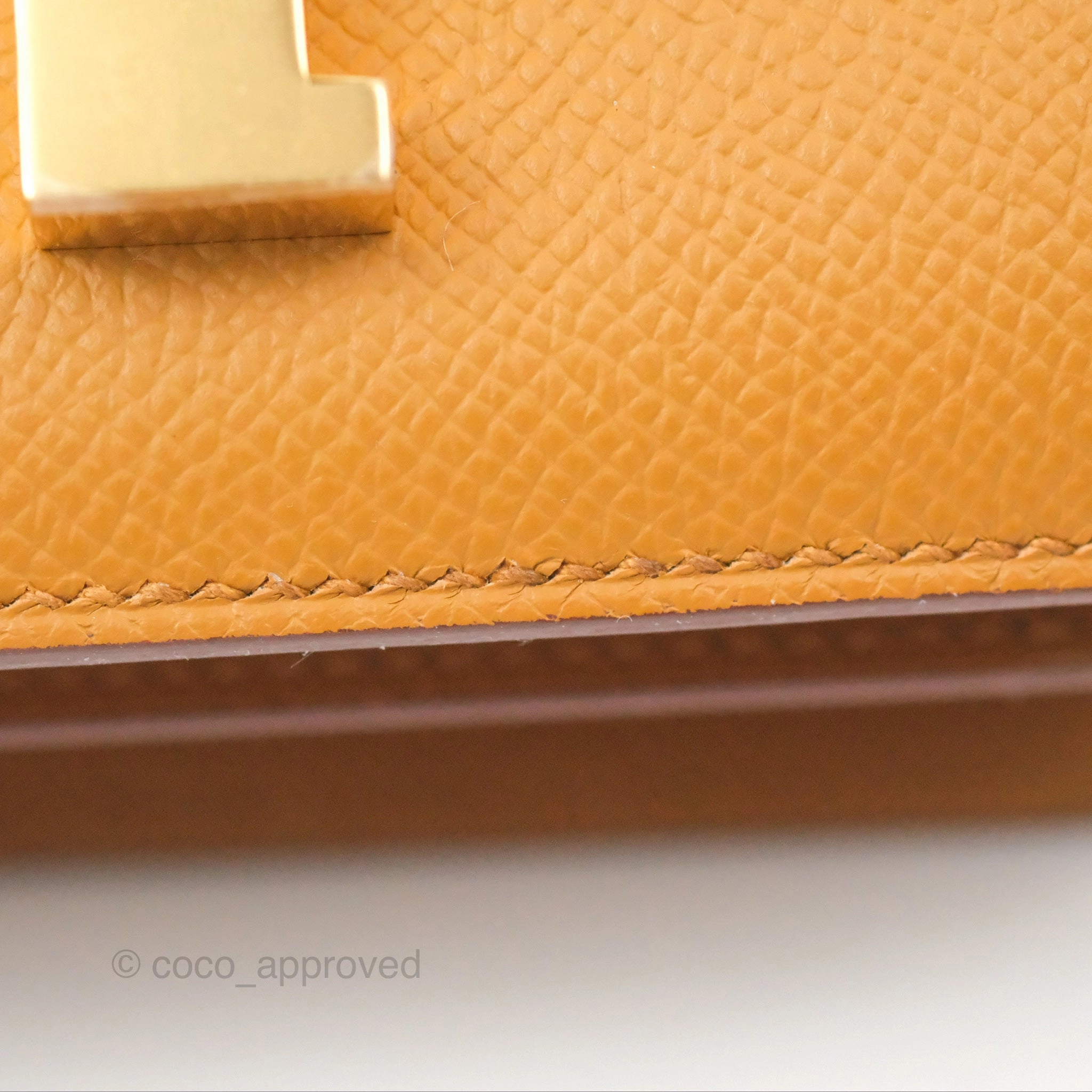Herms Constance Mini 18cm Mirror Sesame 2S Epsom Gold Hardware