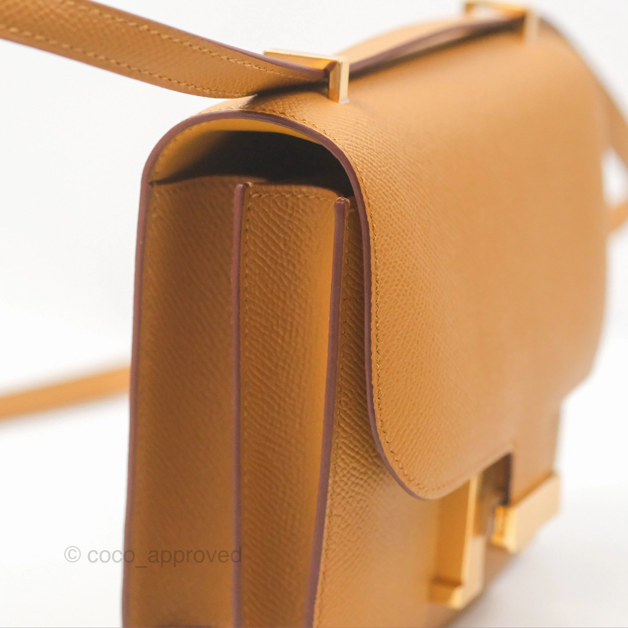 Herms Constance Mini 18cm Mirror Sesame 2S Epsom Gold Hardware
