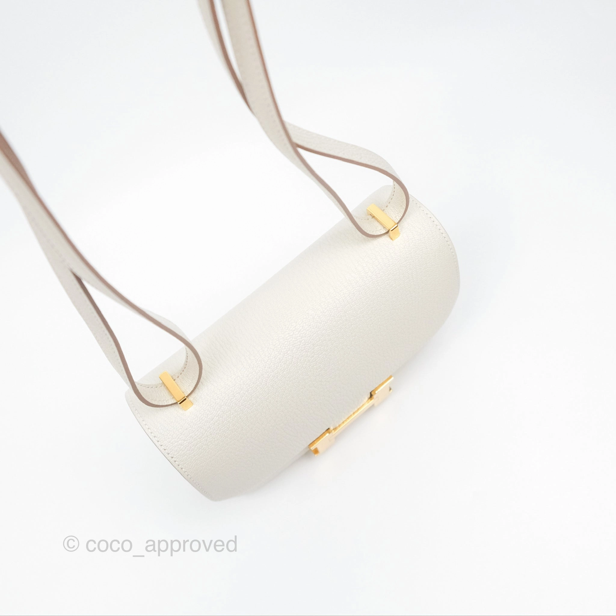 Herms Constance Mini 18cm Mushroom Chevre Mysore Gold Hardware