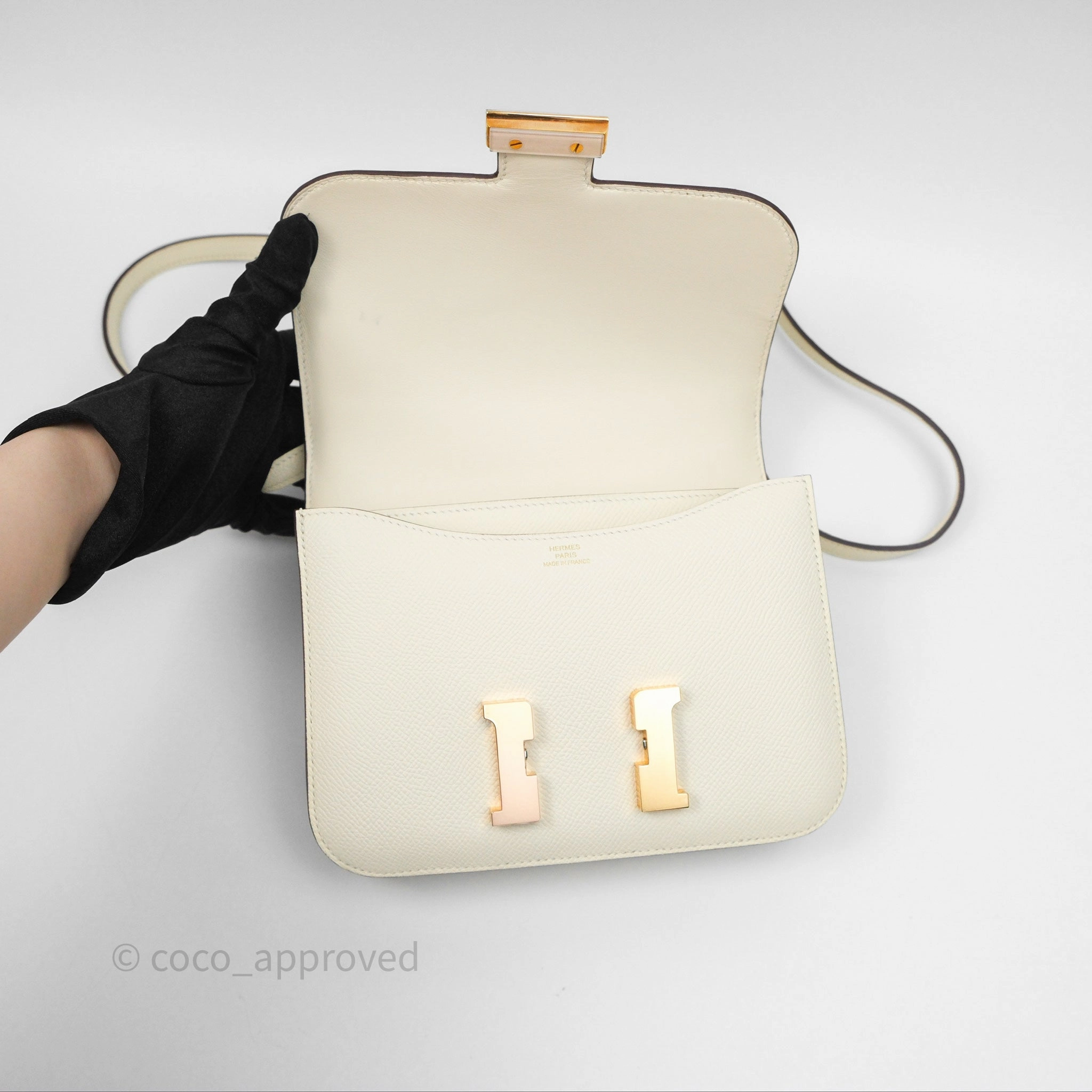 Herms Constance Mini 18cm Nata I2 Epsom Gold Hardware
