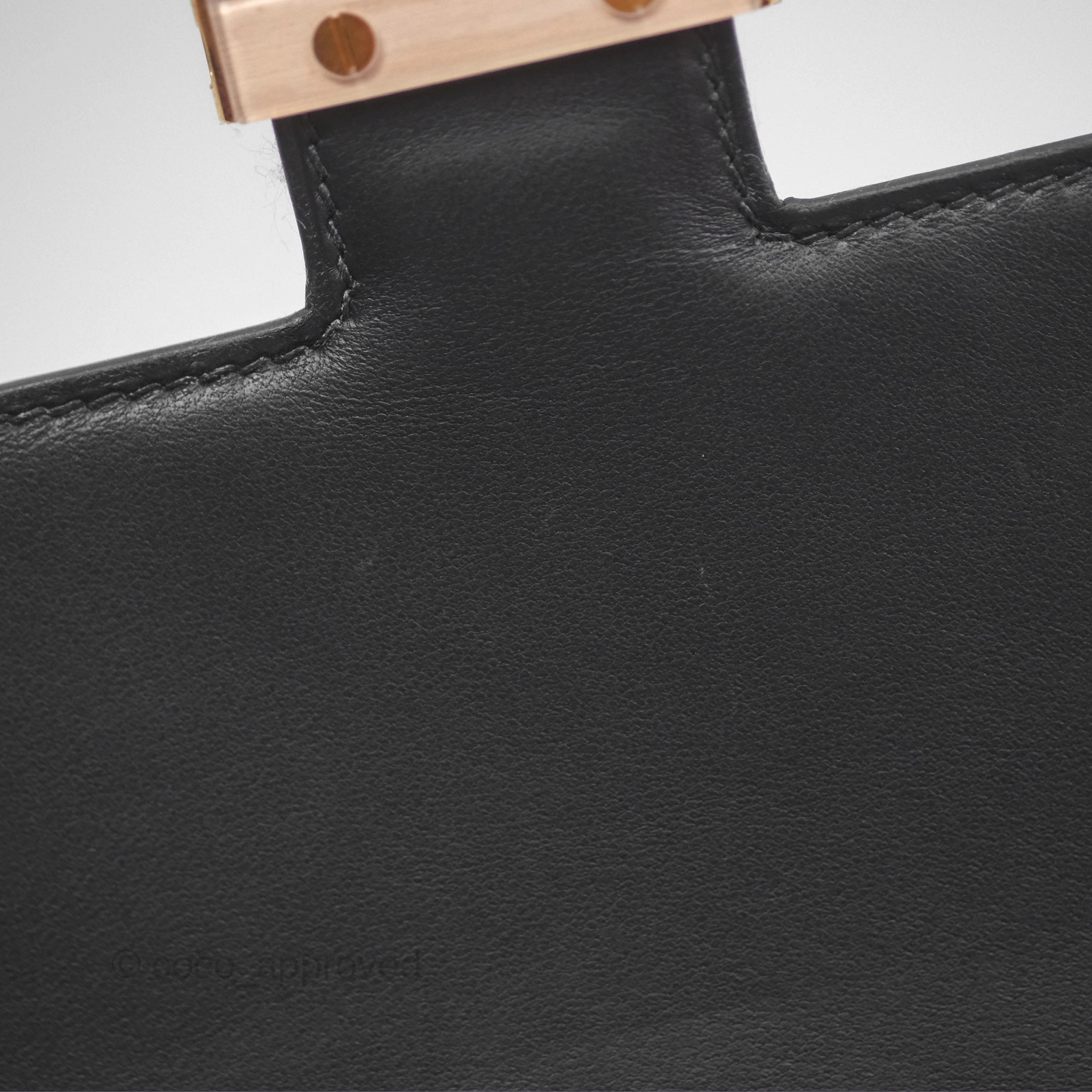 Herms Constance Mini 18cm Noir 89 Ostrich Rose Gold Hardware