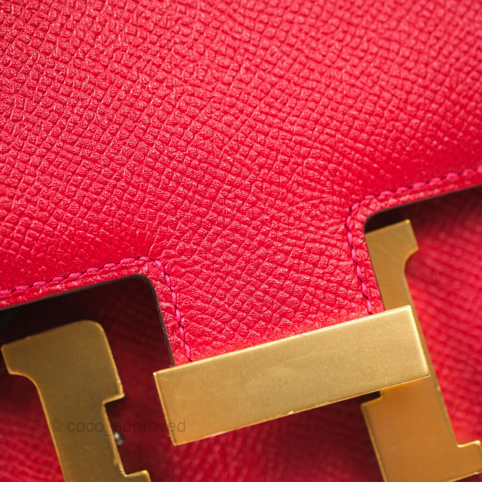 Herms Constance Mini 18cm Red Epsom Gold Hardware