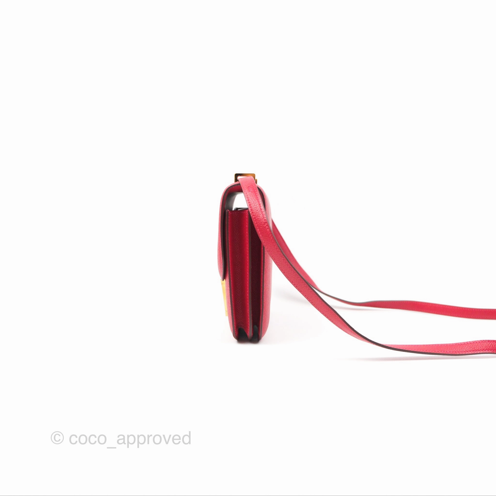 Herms Constance Mini 18cm Red Epsom Gold Hardware