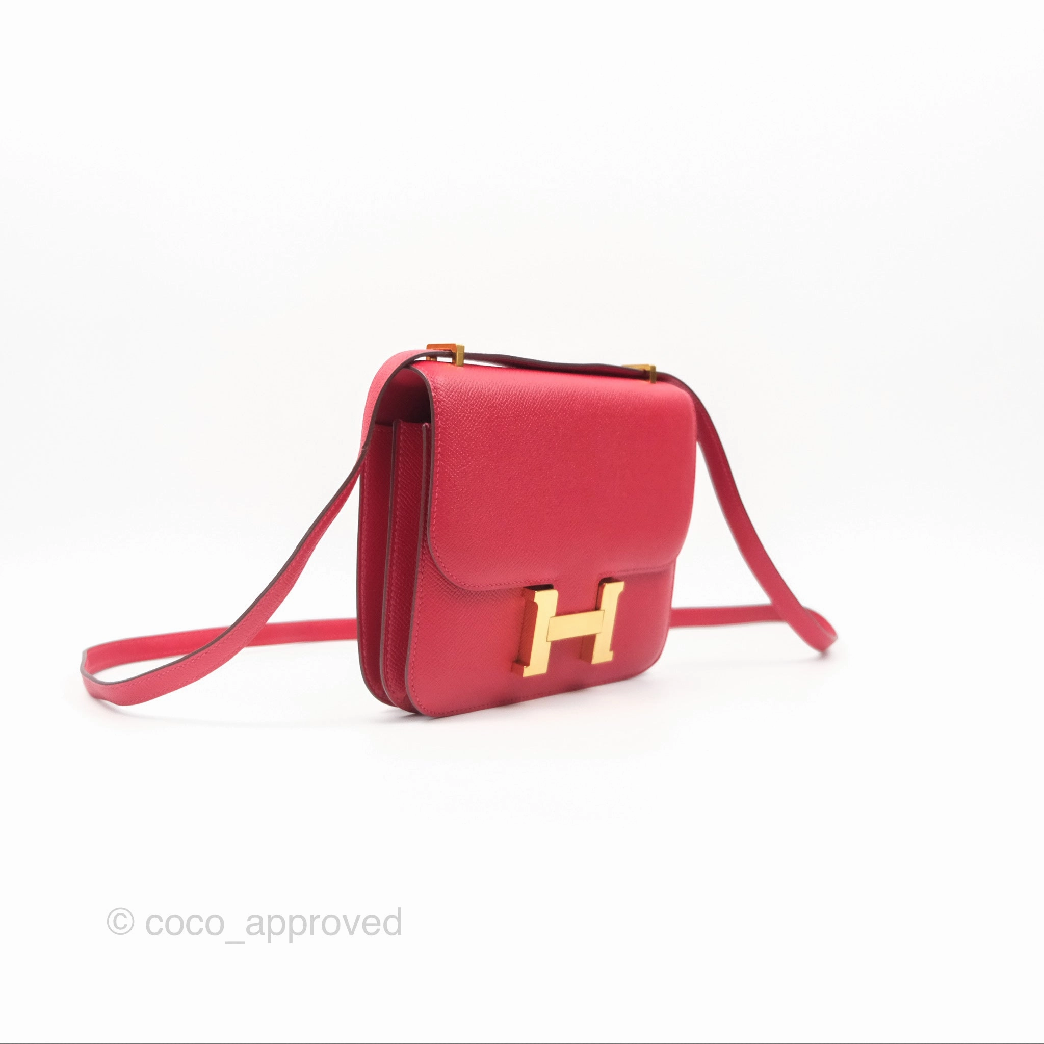 Herms Constance Mini 18cm Red Epsom Gold Hardware