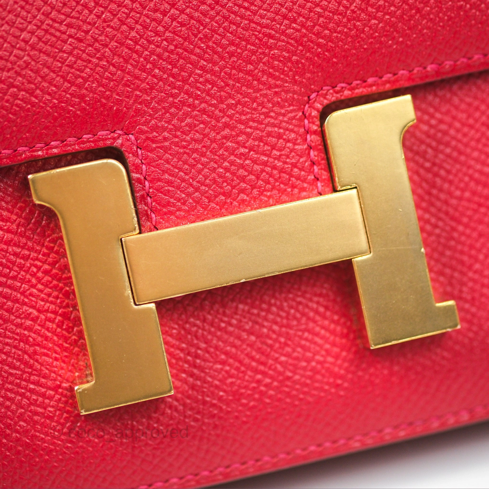 Herms Constance Mini 18cm Red Epsom Gold Hardware