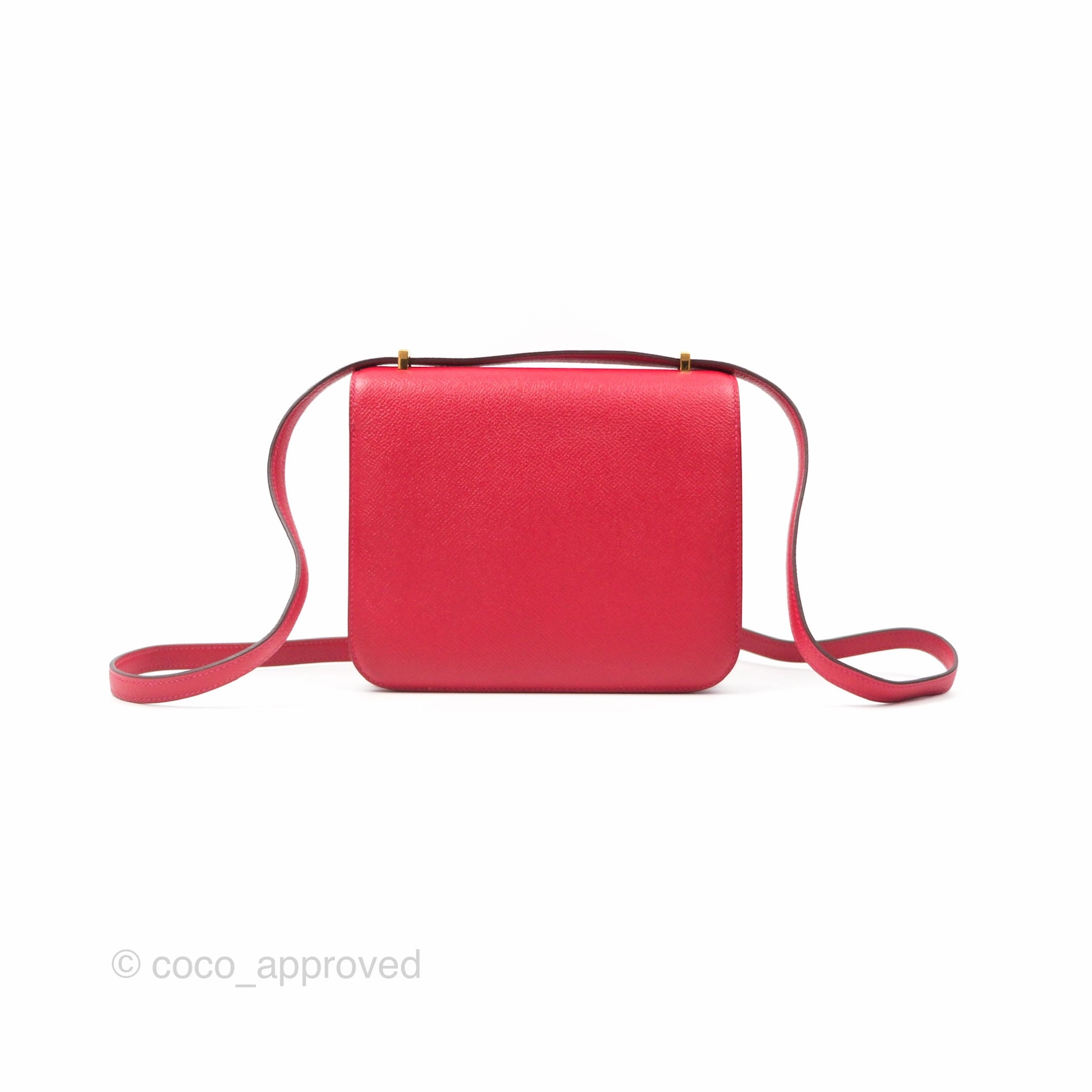 Herms Constance Mini 18cm Red Epsom Gold Hardware