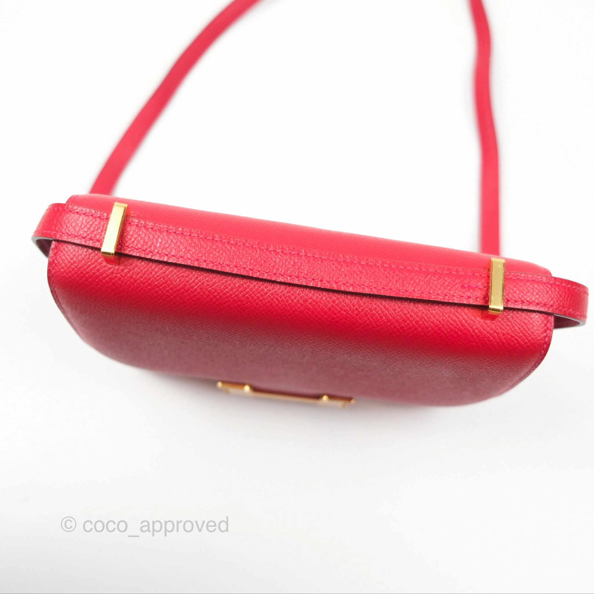 Herms Constance Mini 18cm Red Epsom Gold Hardware