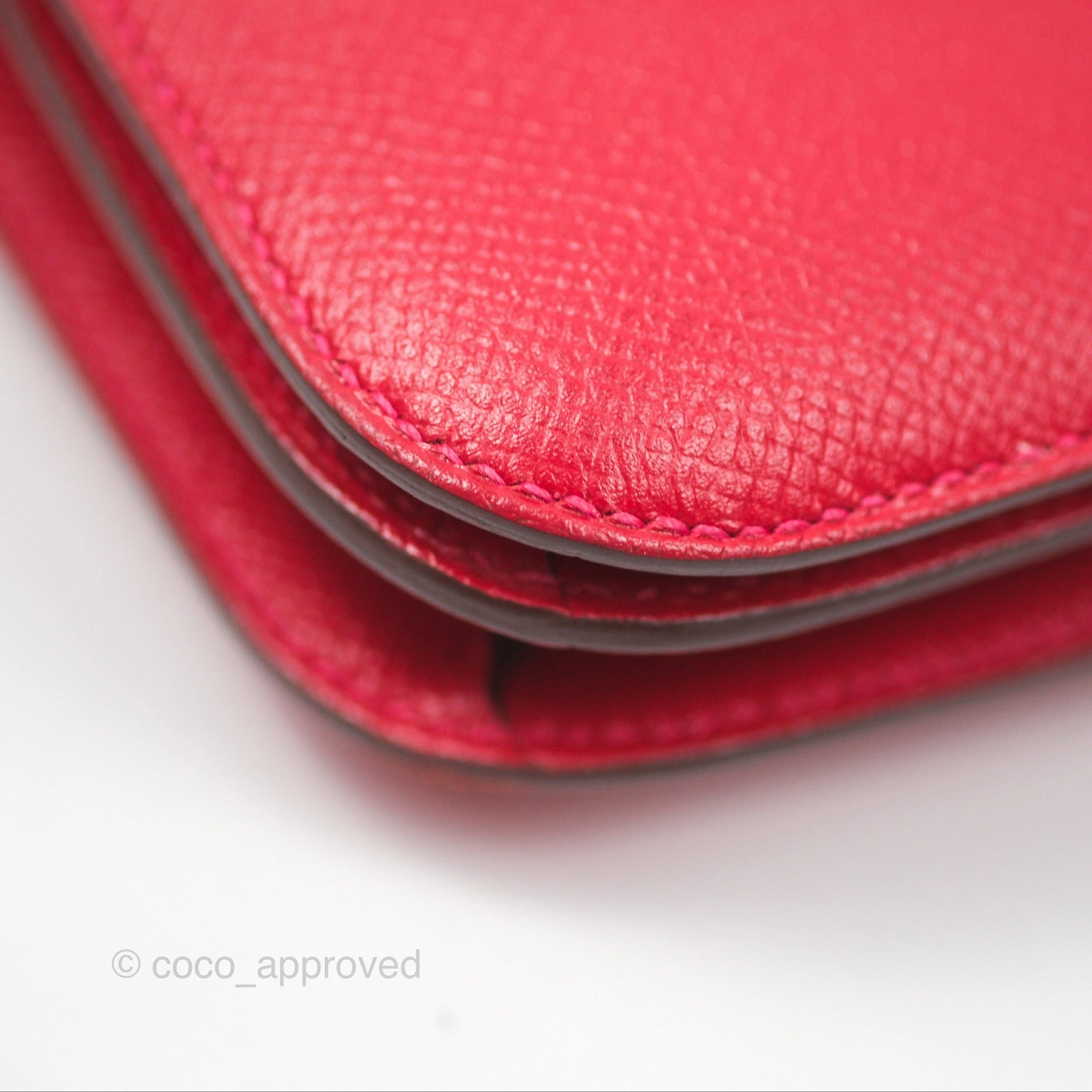 Herms Constance Mini 18cm Red Epsom Gold Hardware