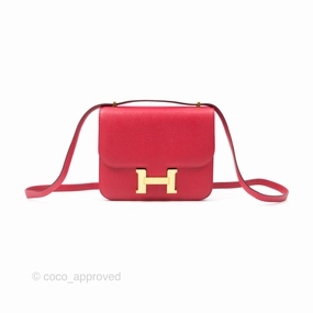 Herms Constance Mini 18cm Red Epsom Gold Hardware