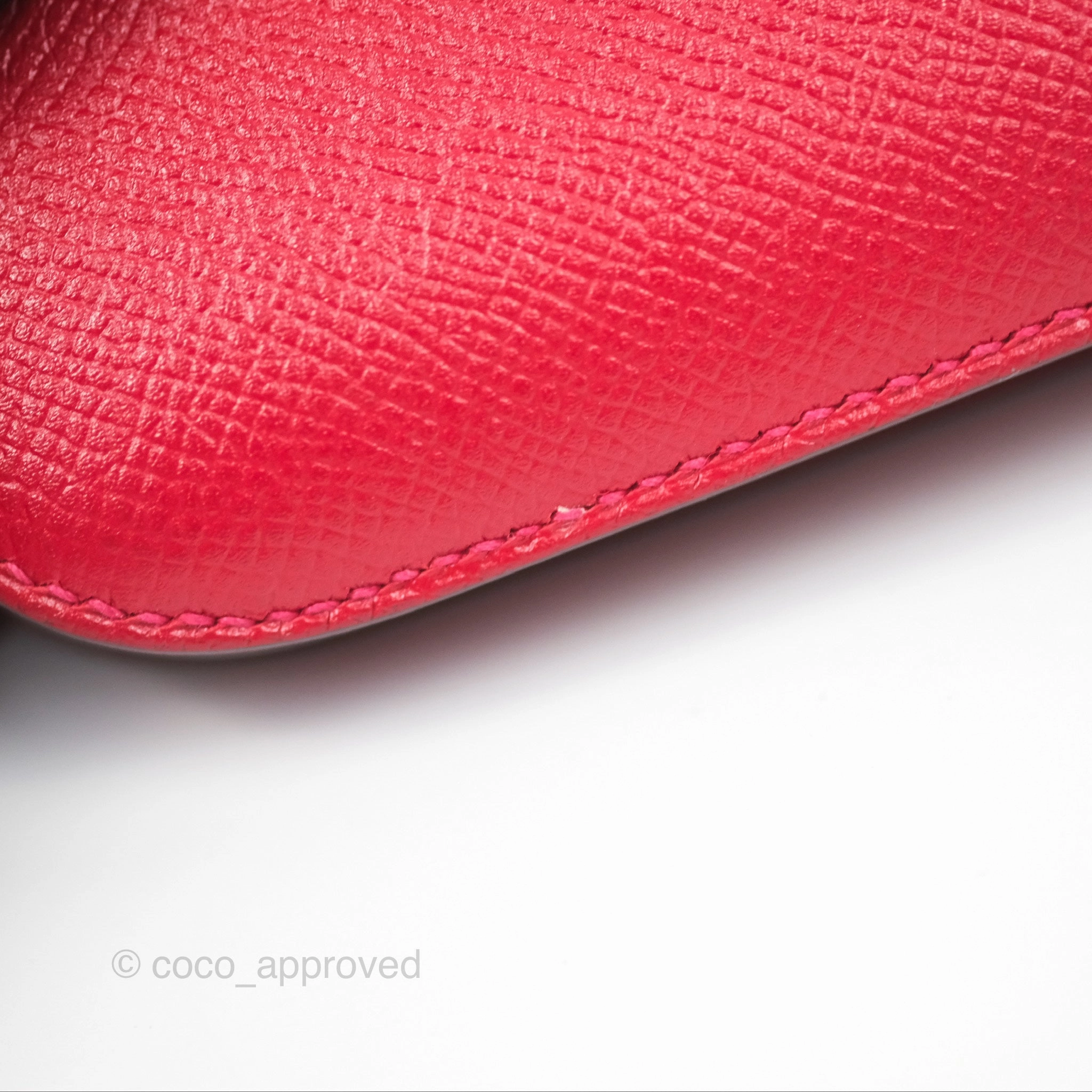 Herms Constance Mini 18cm Red Epsom Gold Hardware