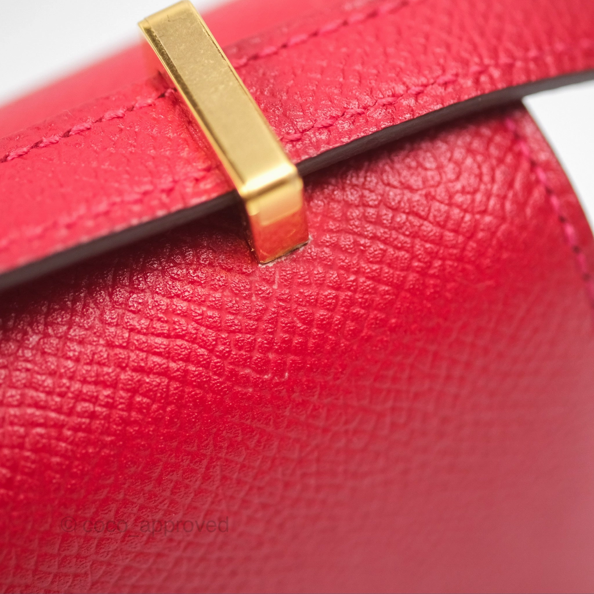 Herms Constance Mini 18cm Red Epsom Gold Hardware