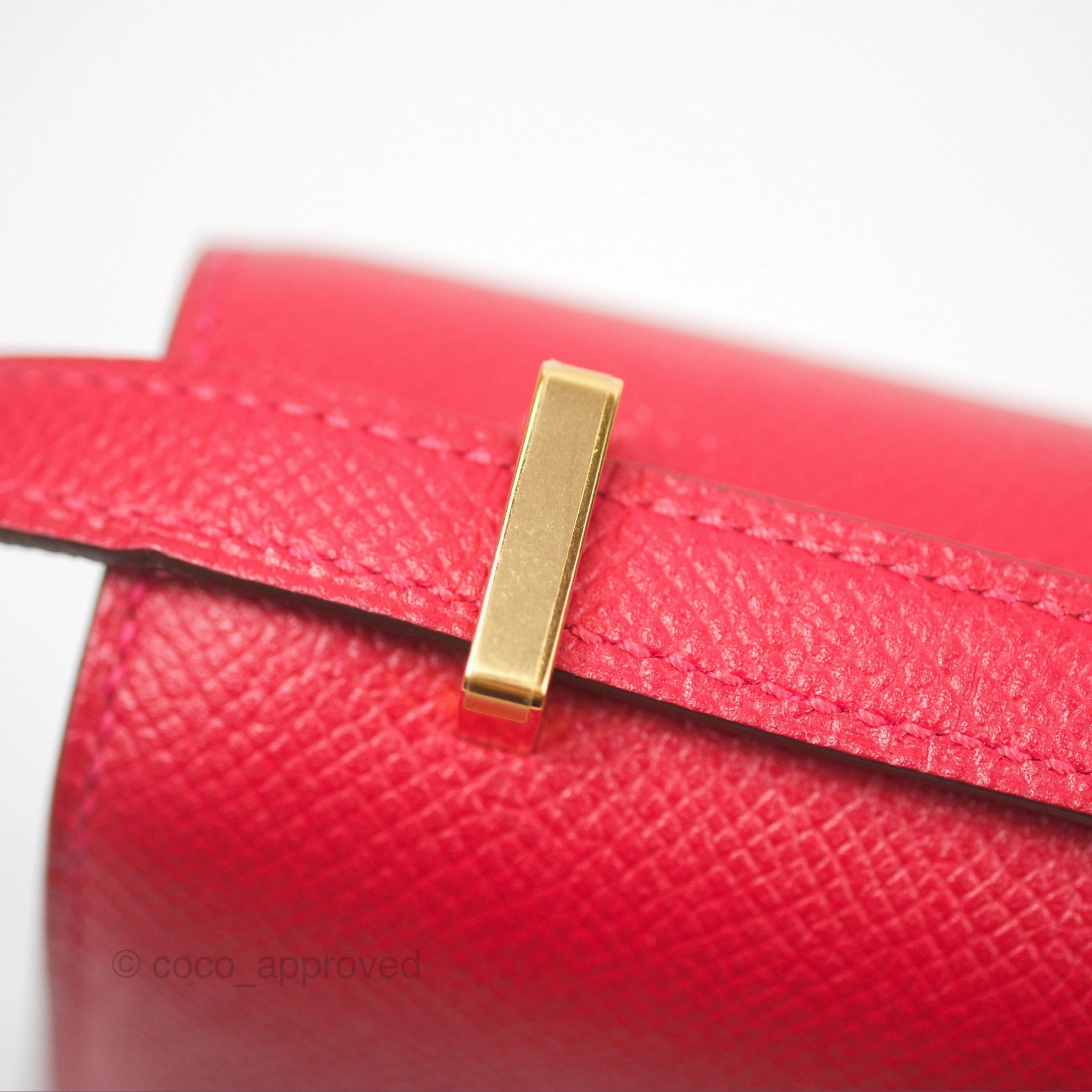 Herms Constance Mini 18cm Red Epsom Gold Hardware