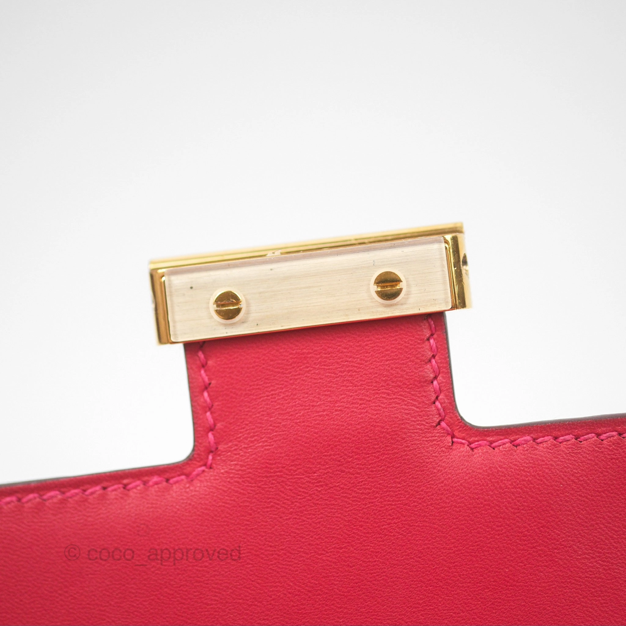 Herms Constance Mini 18cm Red Epsom Gold Hardware
