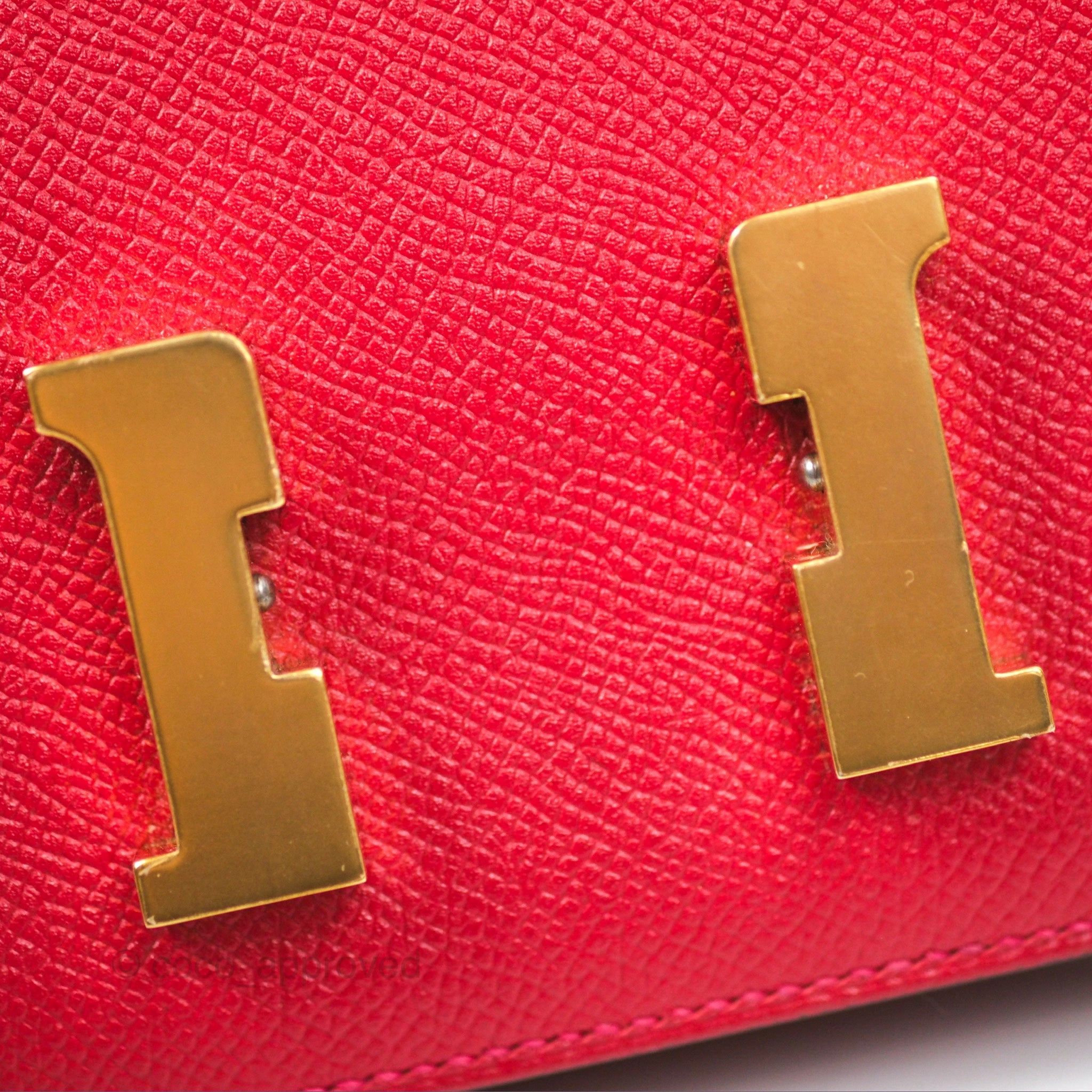 Herms Constance Mini 18cm Red Epsom Gold Hardware