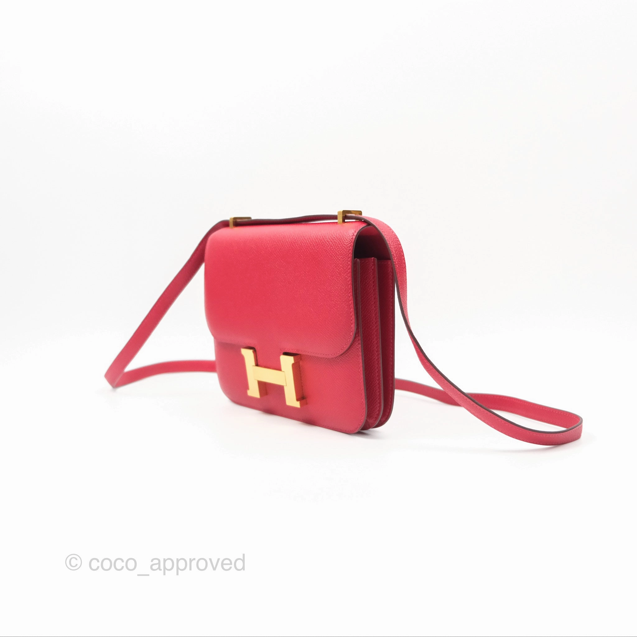 Herms Constance Mini 18cm Red Epsom Gold Hardware