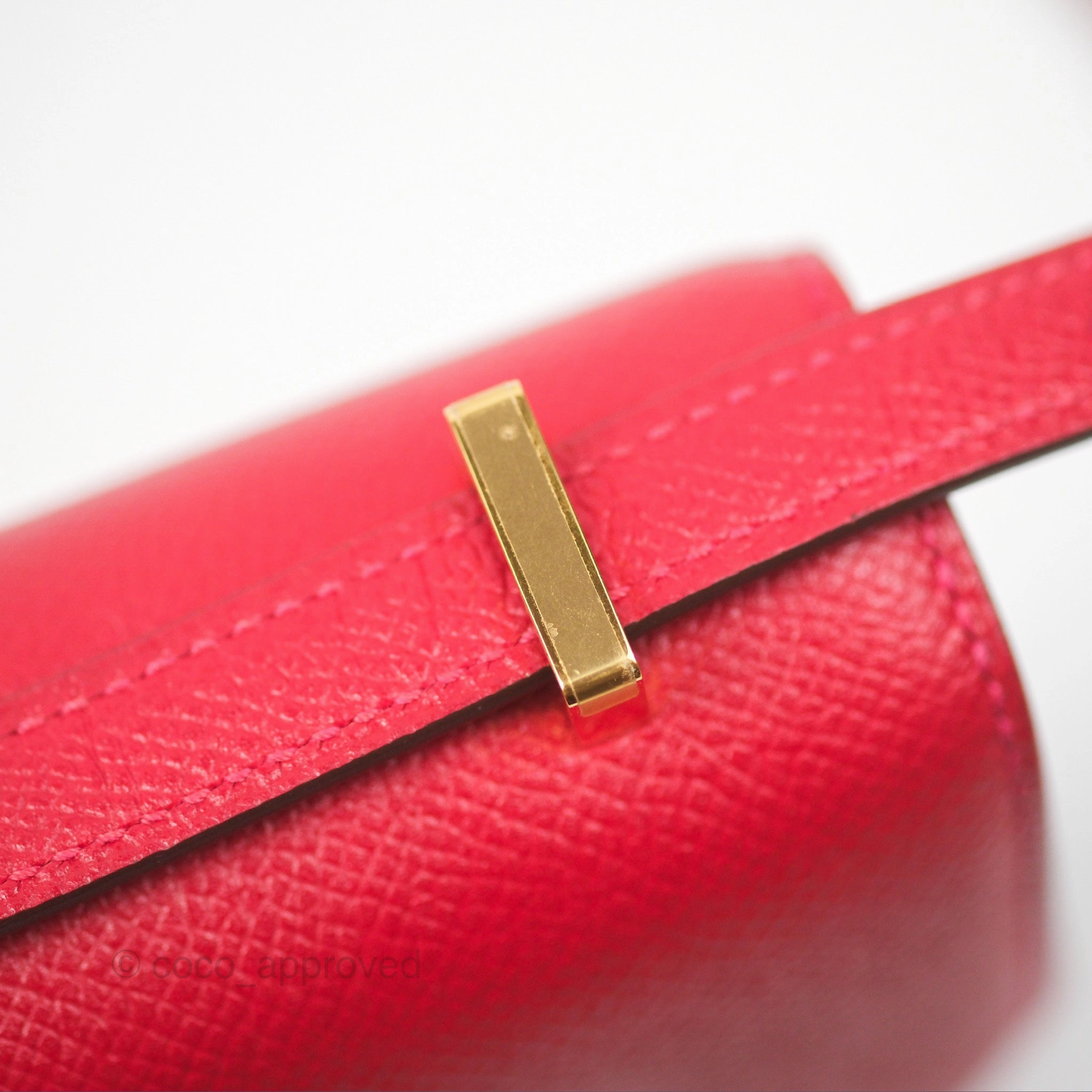 Herms Constance Mini 18cm Red Epsom Gold Hardware