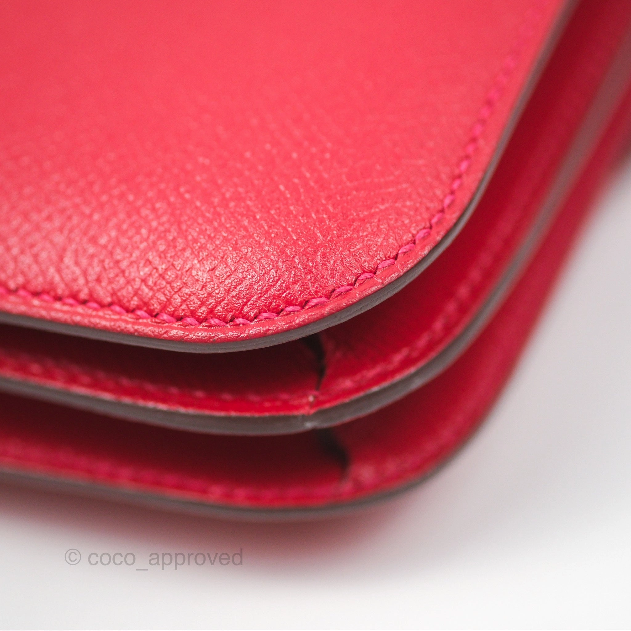 Herms Constance Mini 18cm Red Epsom Gold Hardware
