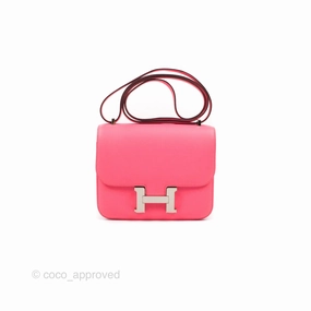 Herms Constance Mini 18cm Rose Azalee Swift Palladium Hardware