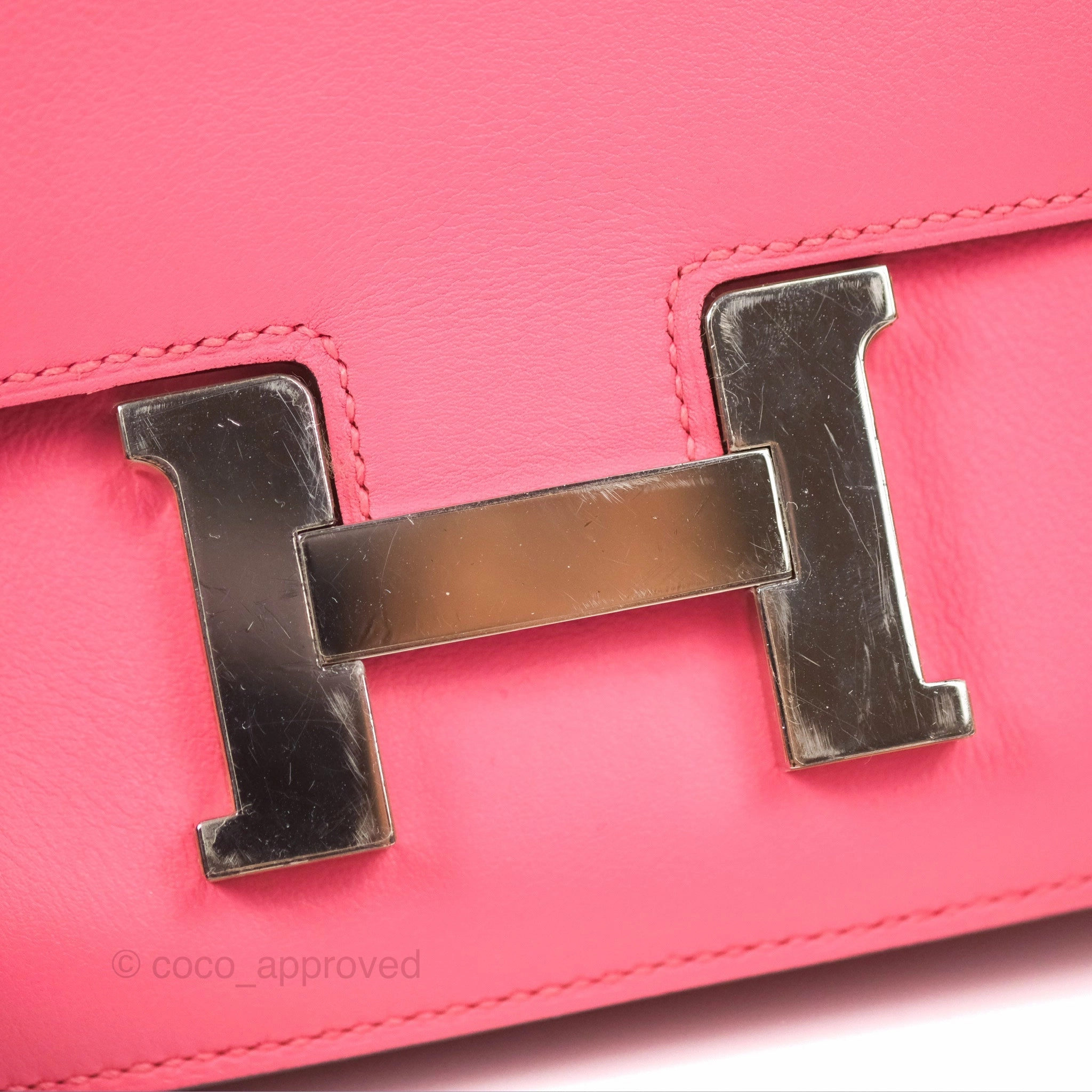 Herms Constance Mini 18cm Rose Azalee Swift Palladium Hardware