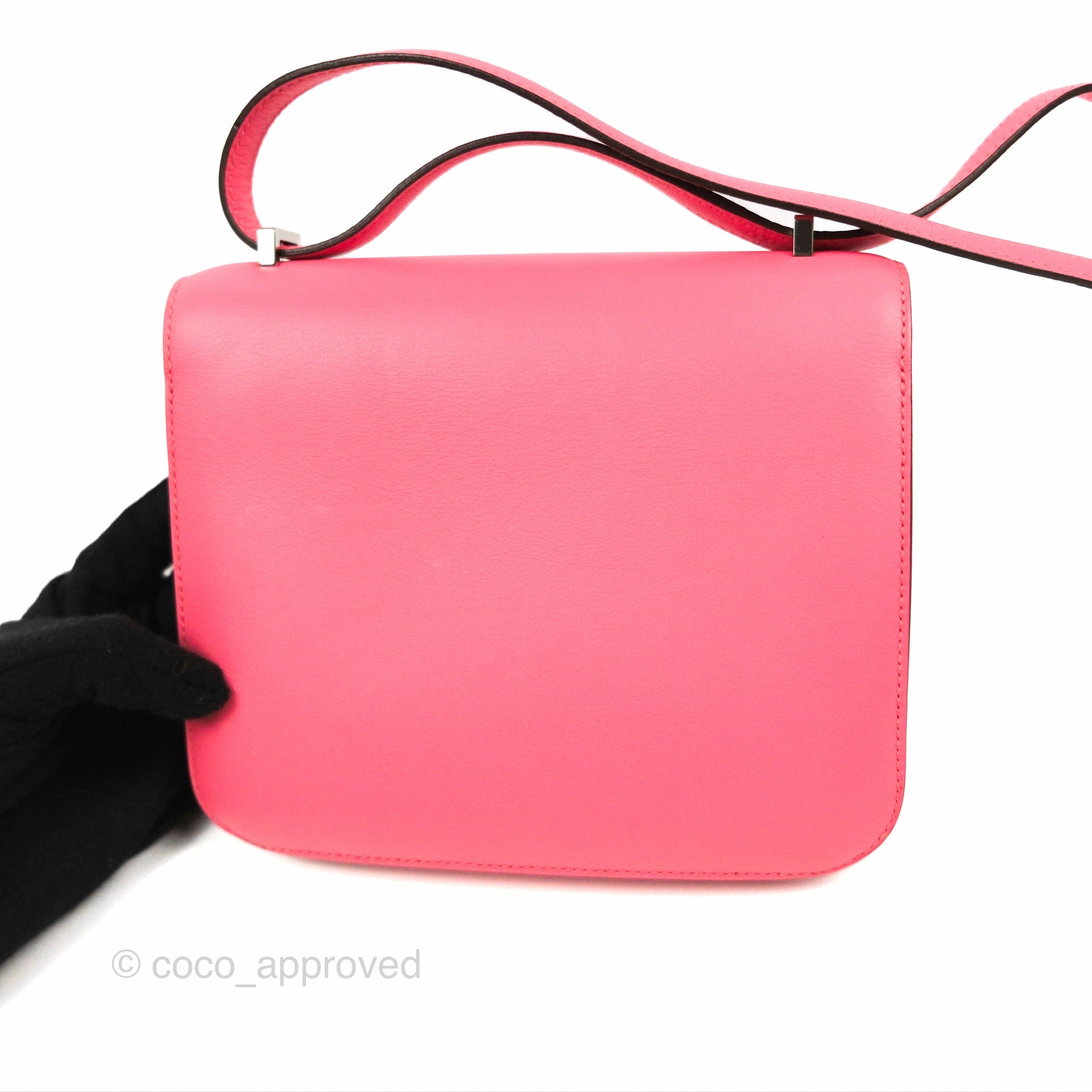 Herms Constance Mini 18cm Rose Azalee Swift Palladium Hardware
