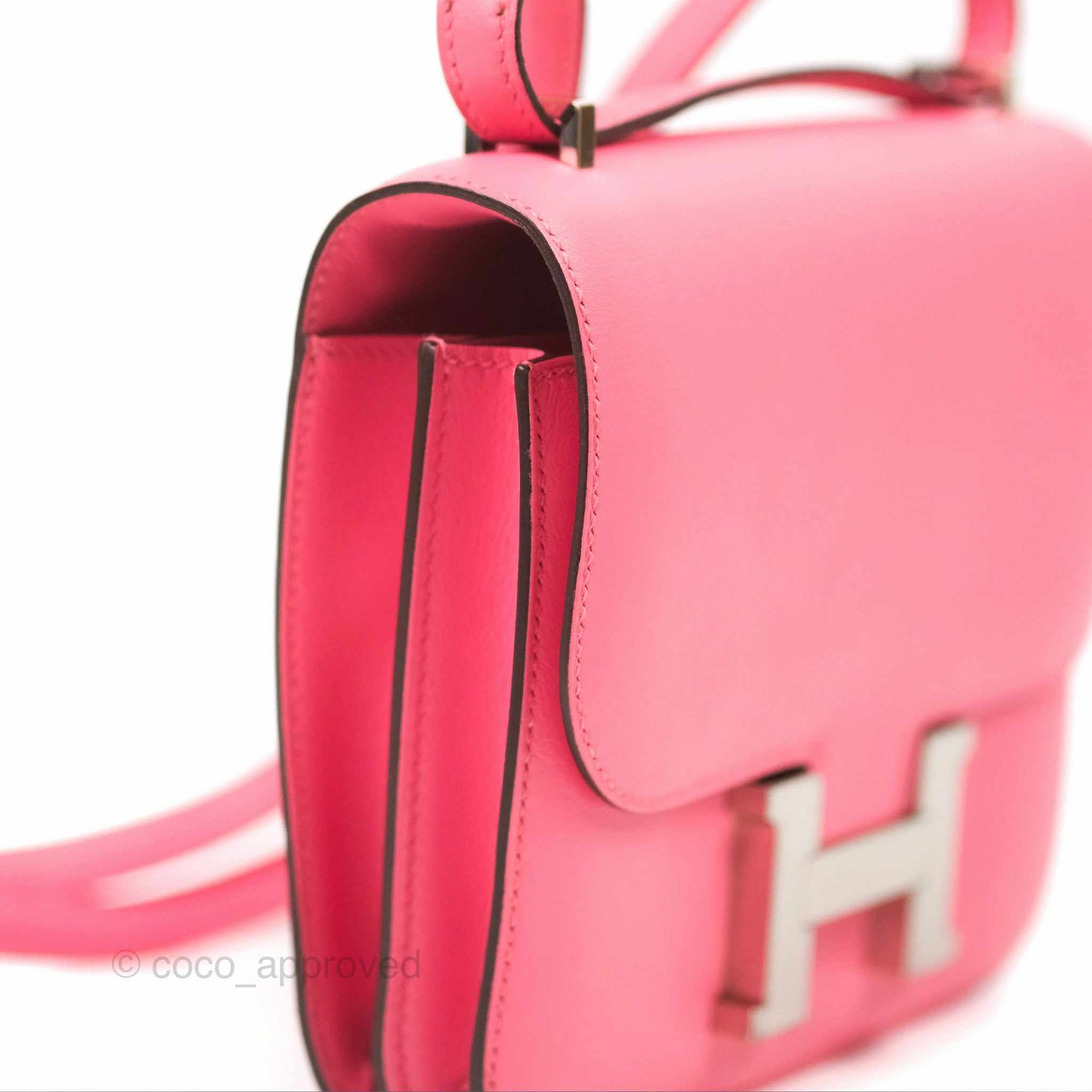Herms Constance Mini 18cm Rose Azalee Swift Palladium Hardware