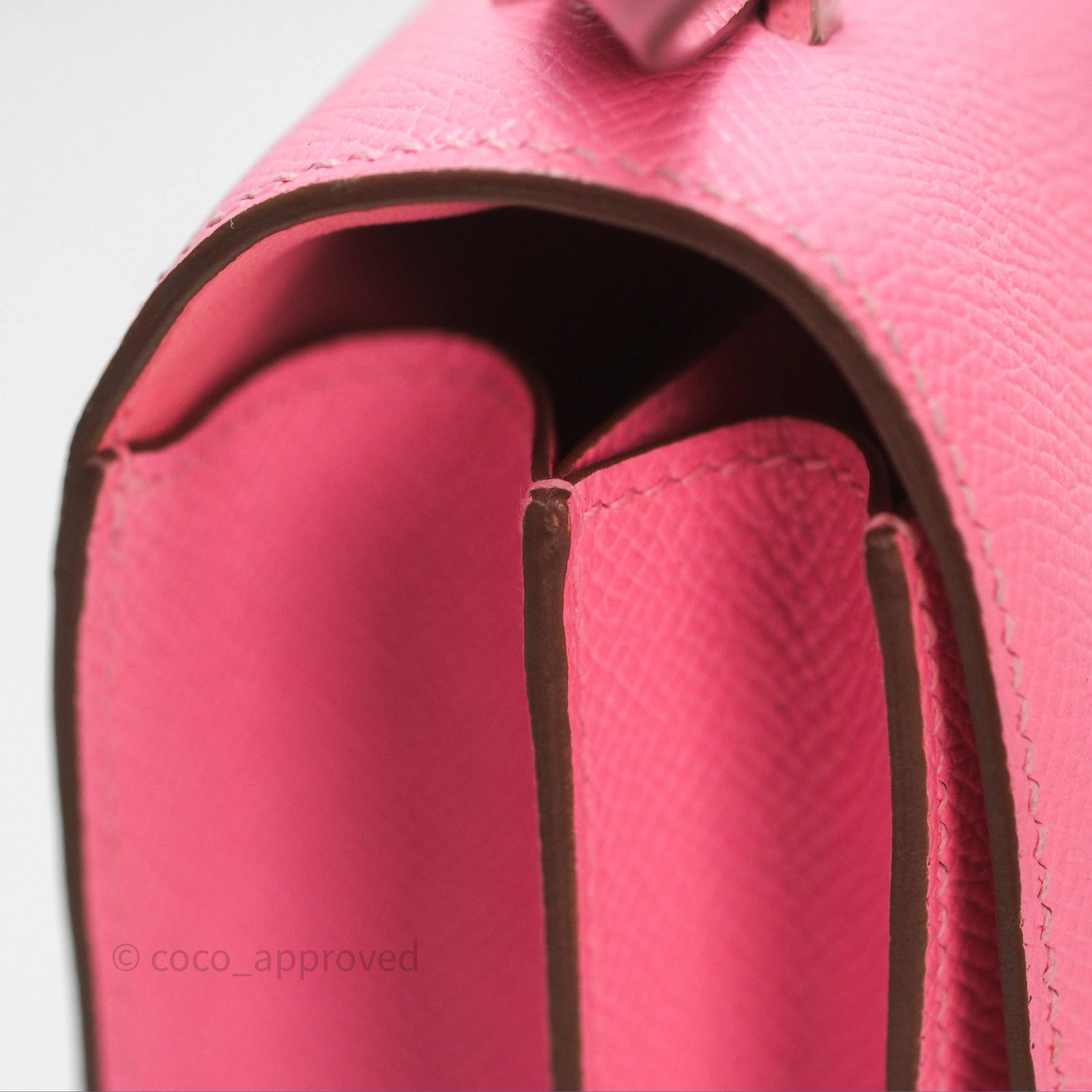 Herms Constance Mini 18cm Rose d'ete Epsom Palladium Hardware