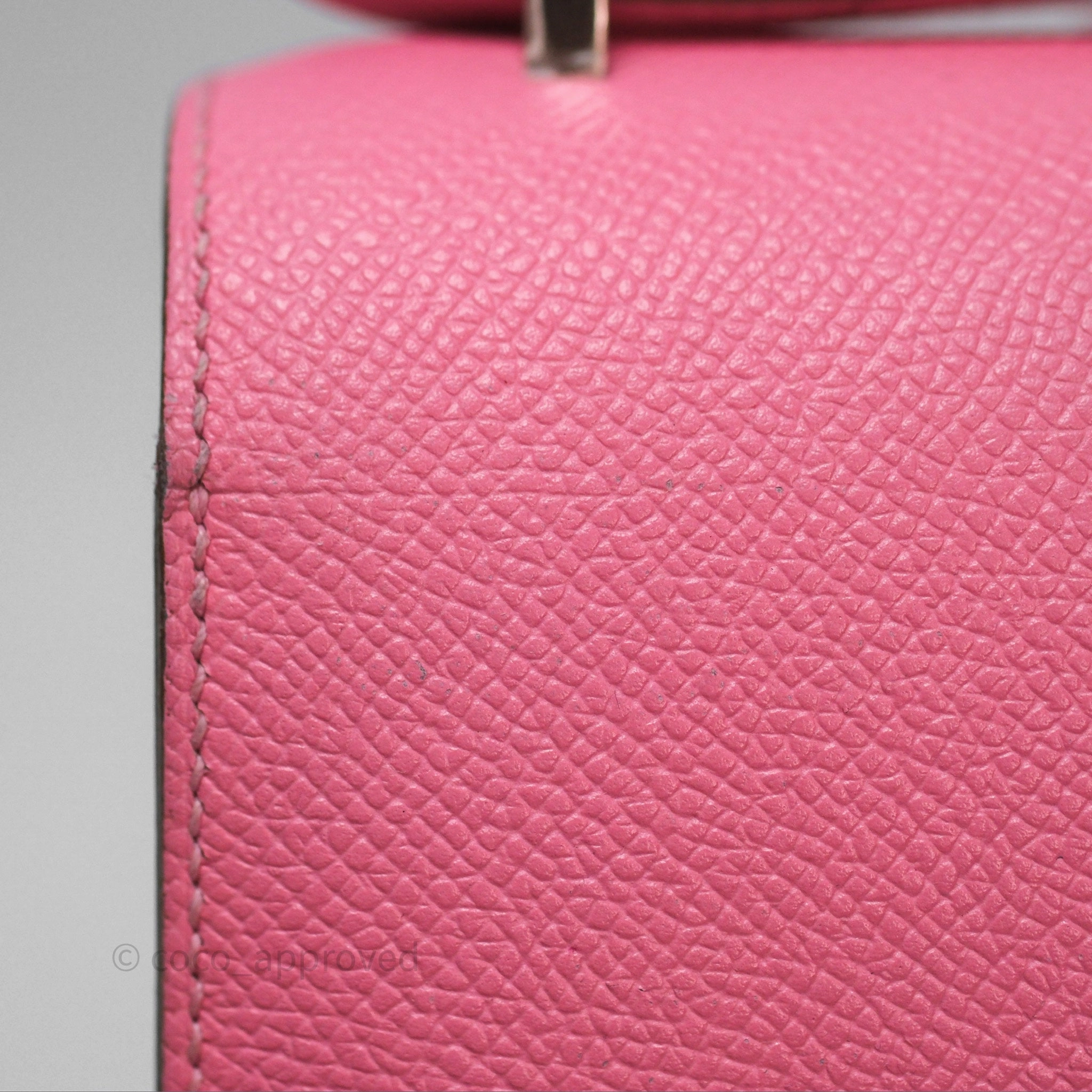 Herms Constance Mini 18cm Rose d'ete Epsom Palladium Hardware