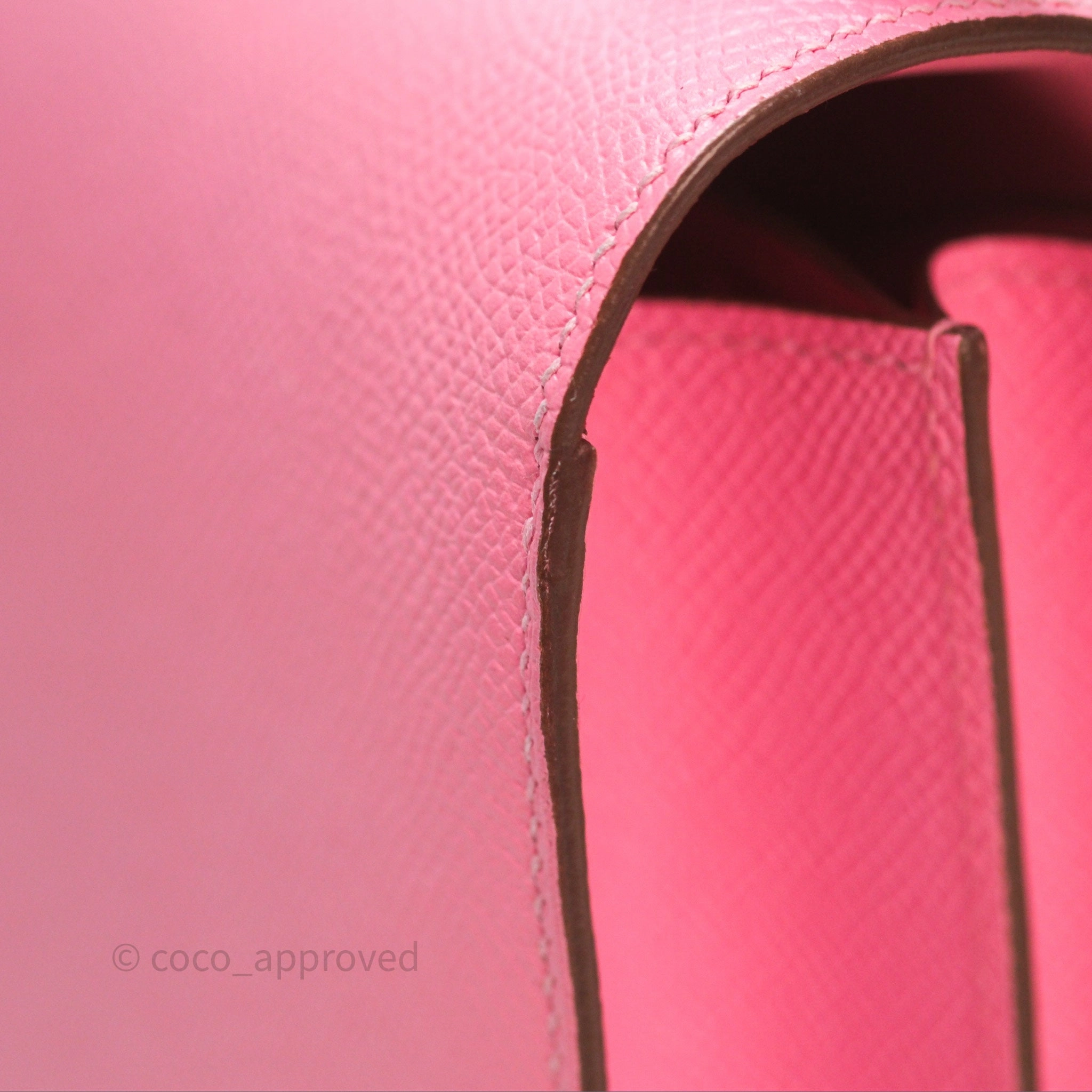 Herms Constance Mini 18cm Rose d'ete Epsom Palladium Hardware