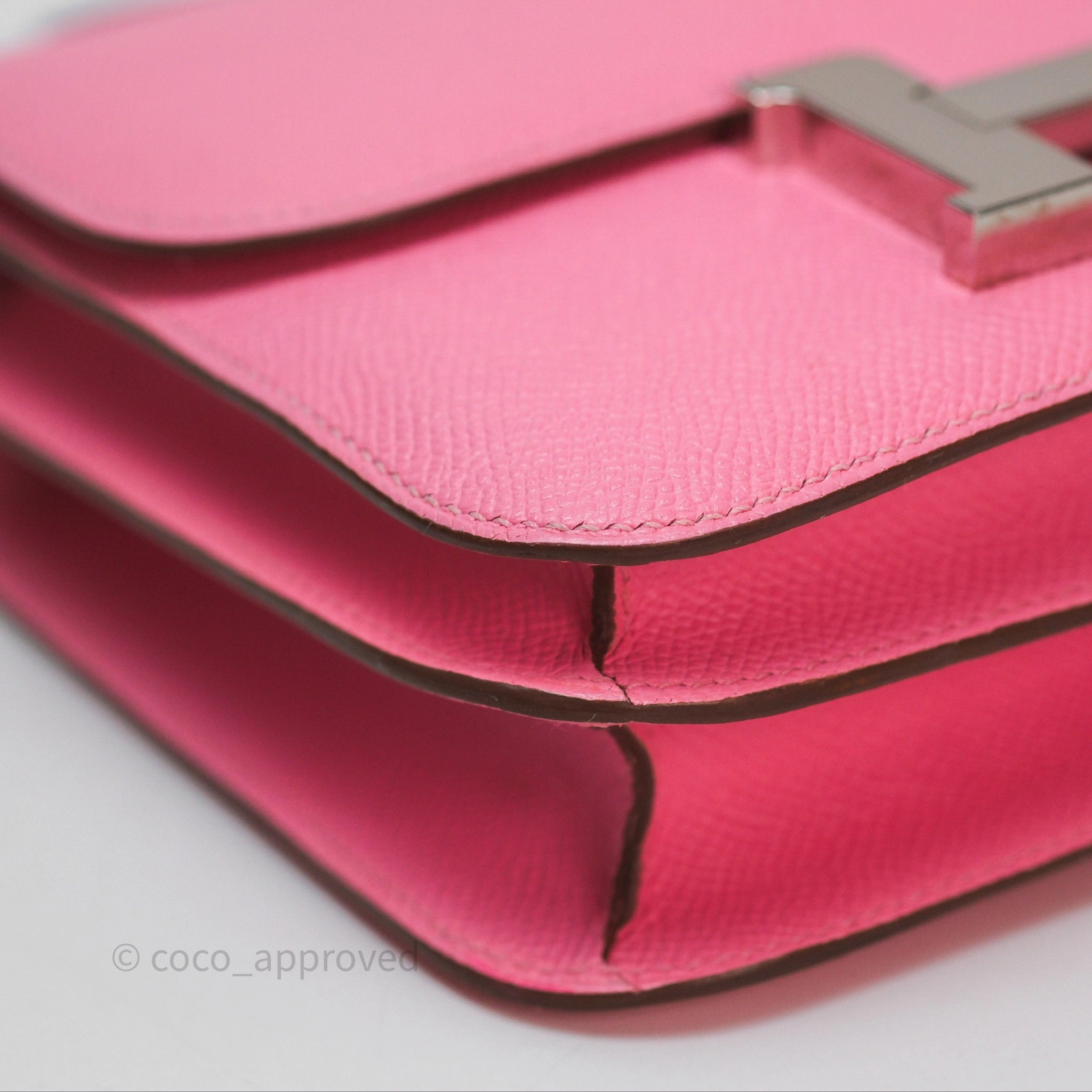 Herms Constance Mini 18cm Rose d'ete Epsom Palladium Hardware