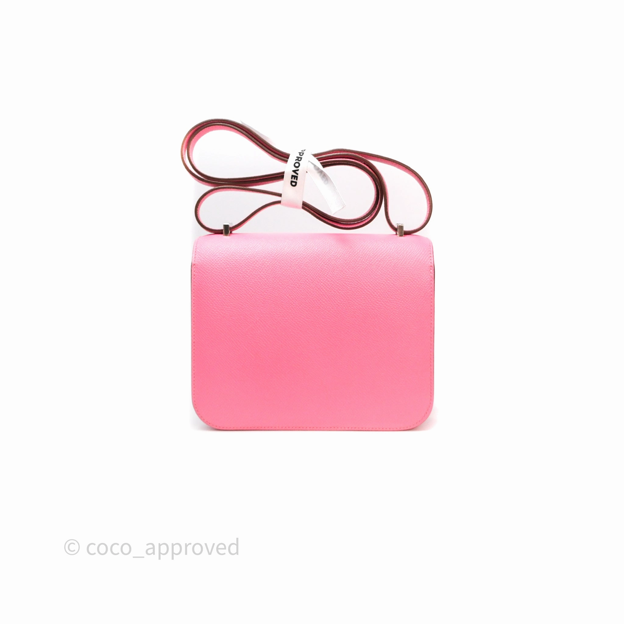 Herms Constance Mini 18cm Rose d'ete Epsom Palladium Hardware