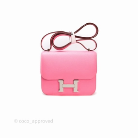 Herms Constance Mini 18cm Rose d'ete Epsom Palladium Hardware