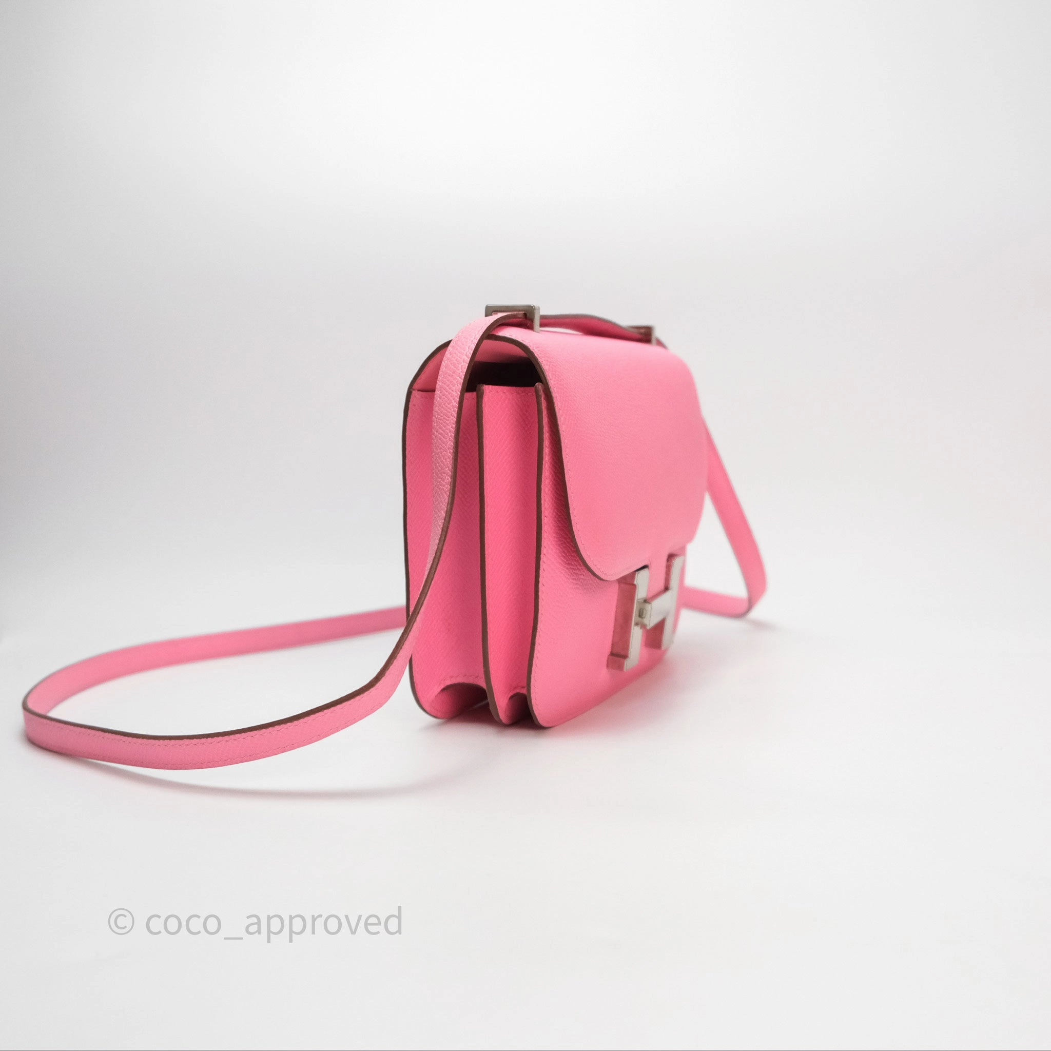 Herms Constance Mini 18cm Rose d'ete Epsom Palladium Hardware