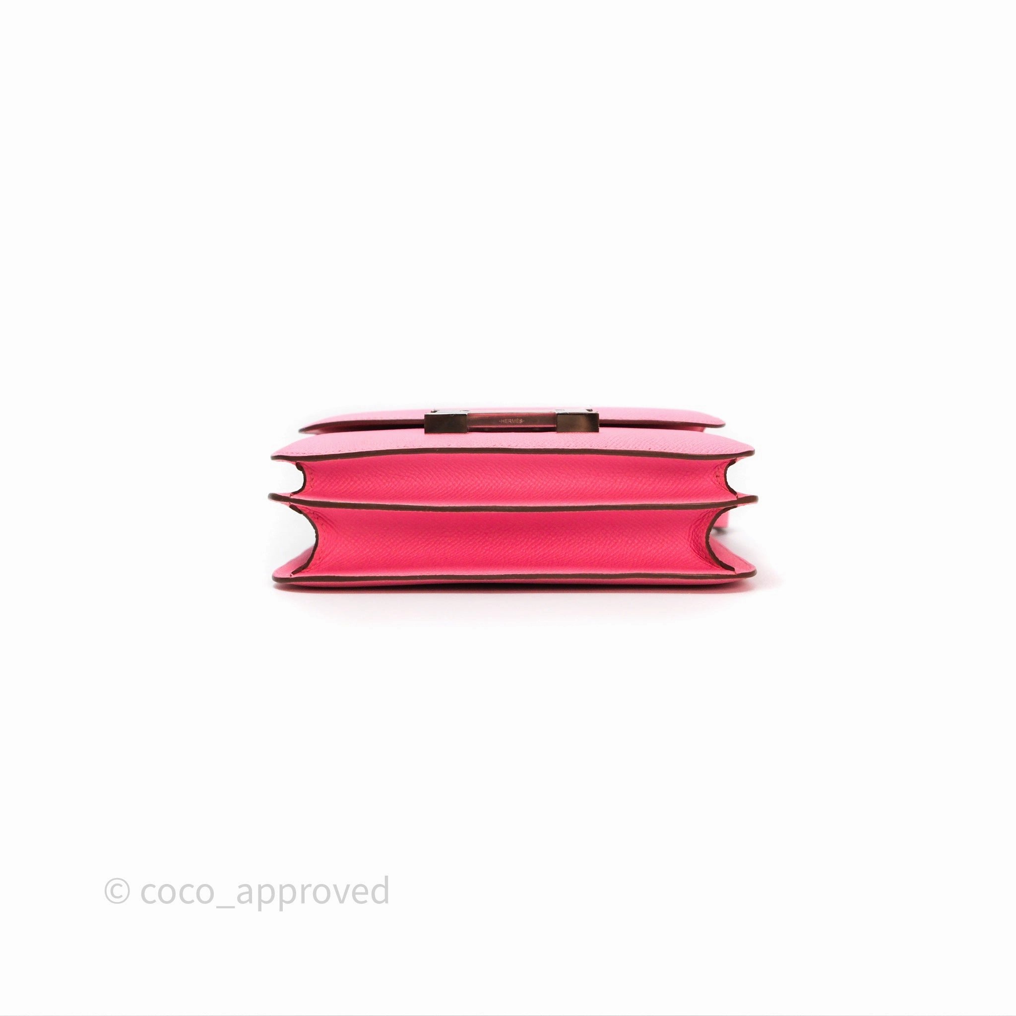 Herms Constance Mini 18cm Rose d'ete Epsom Palladium Hardware