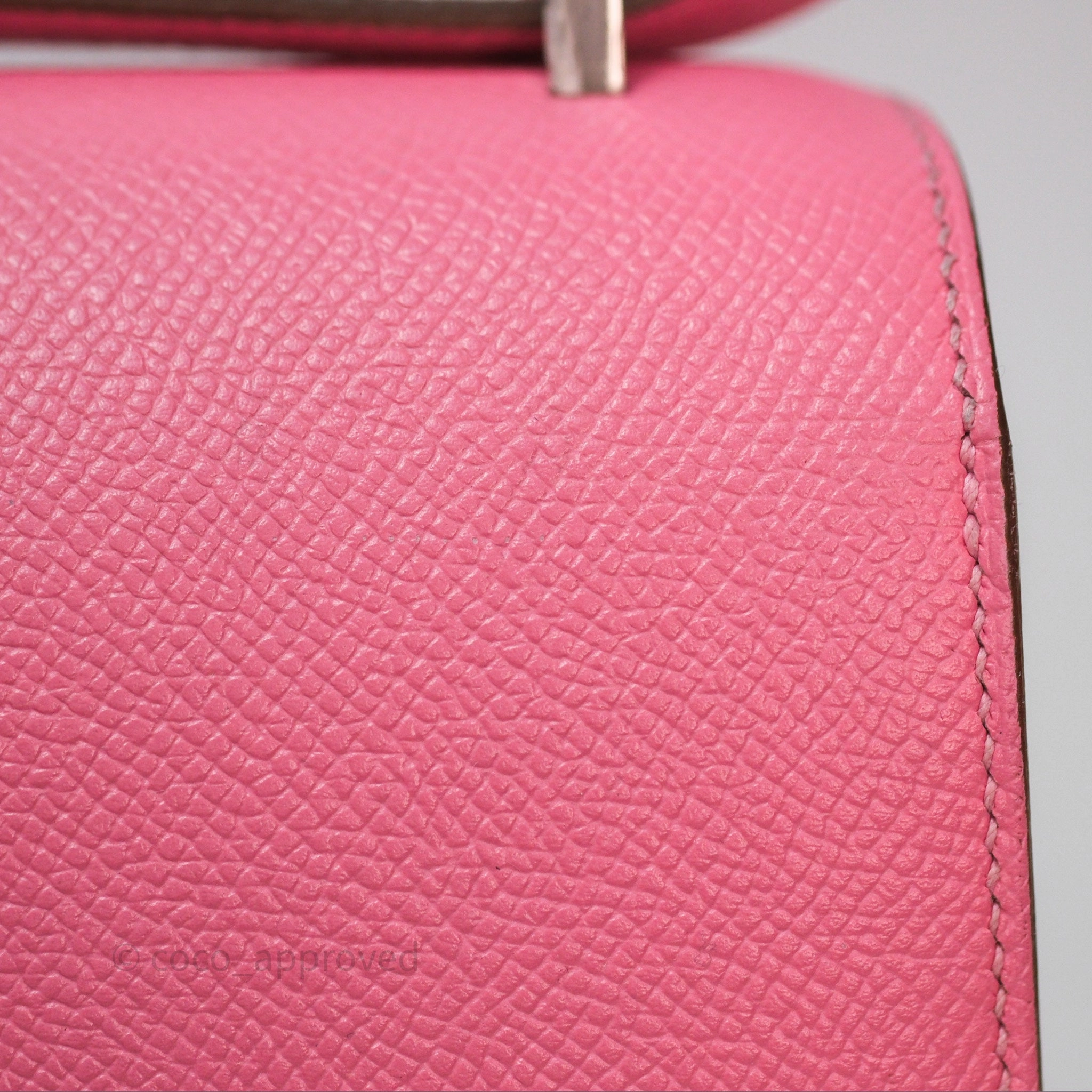 Herms Constance Mini 18cm Rose d'ete Epsom Palladium Hardware